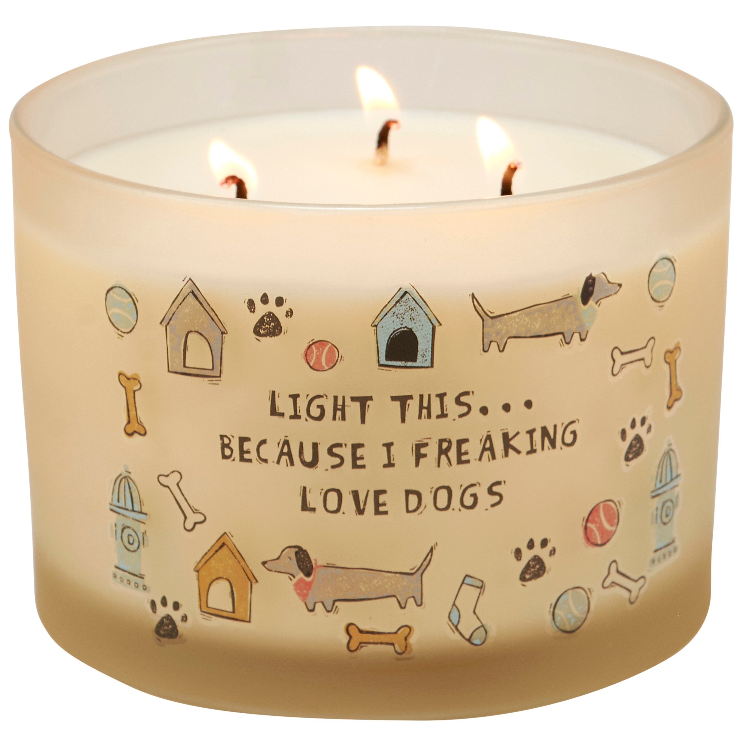 Frosted Glass Love Dogs Candle with Eucalyptus Scent and 3 Wicks