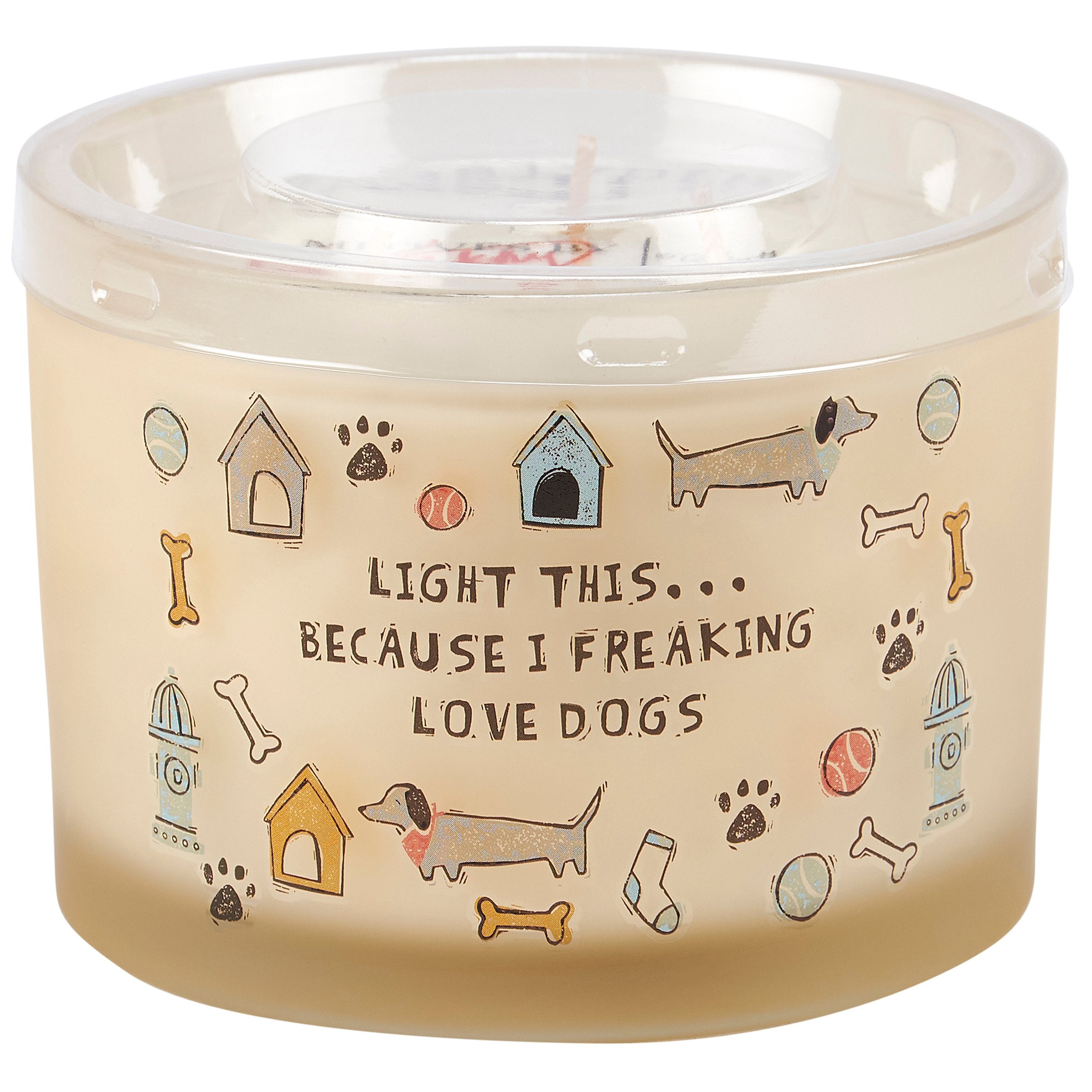 Frosted Glass Love Dogs Candle with Eucalyptus Scent and 3 Wicks