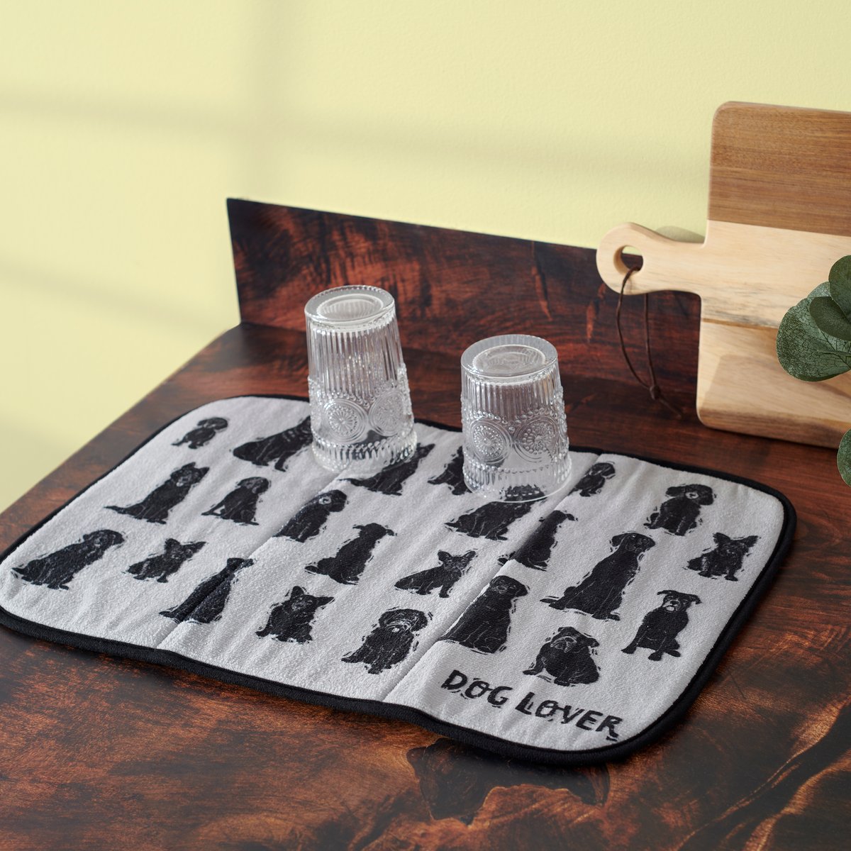 Ultra-Absorbent Dog Lover Drying Mat for Kitchen Countertop & Pet Bowls