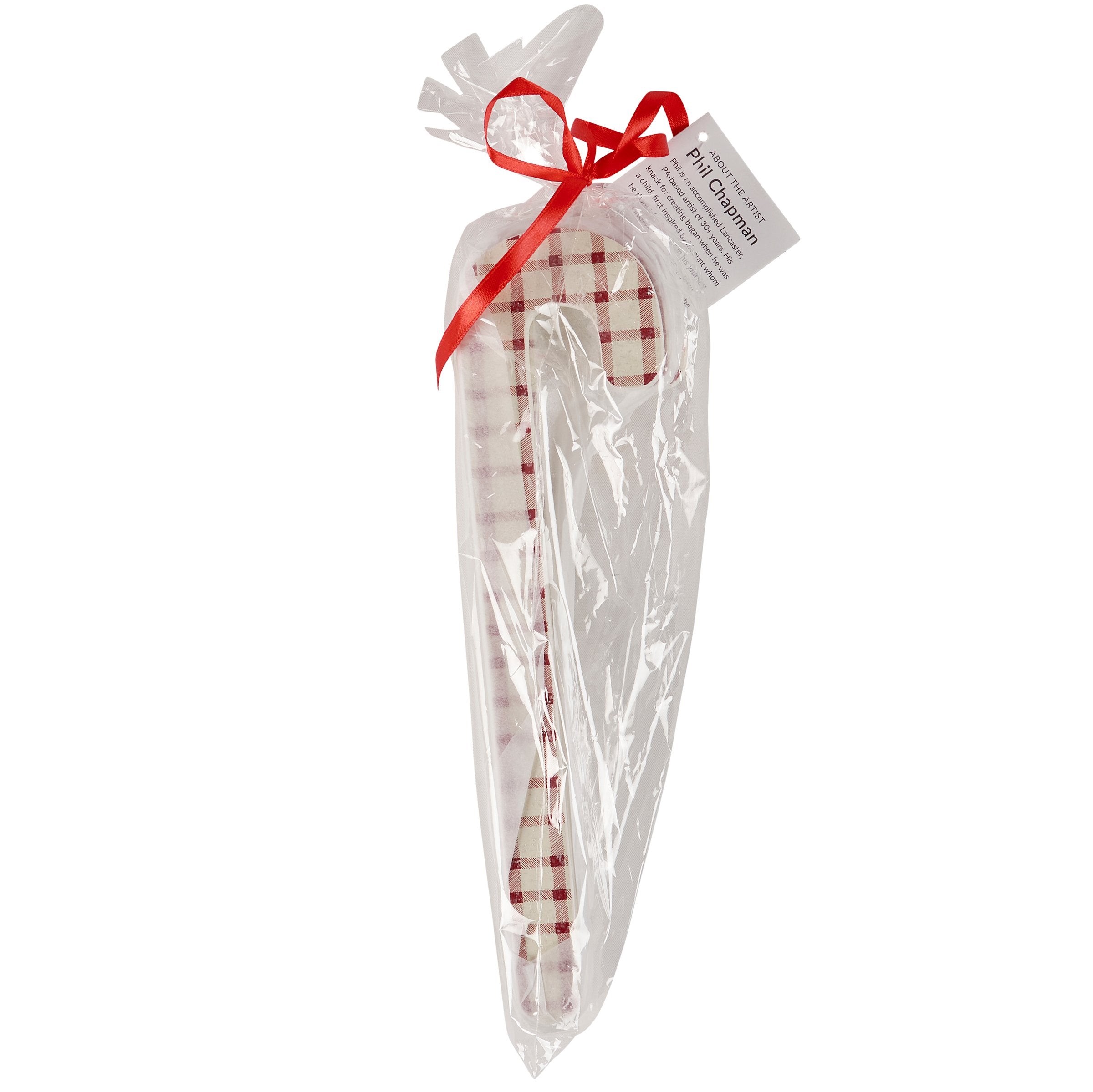 Festive Small Red Plaid Wood Candy Canes Set of 3 for Christmas Decor