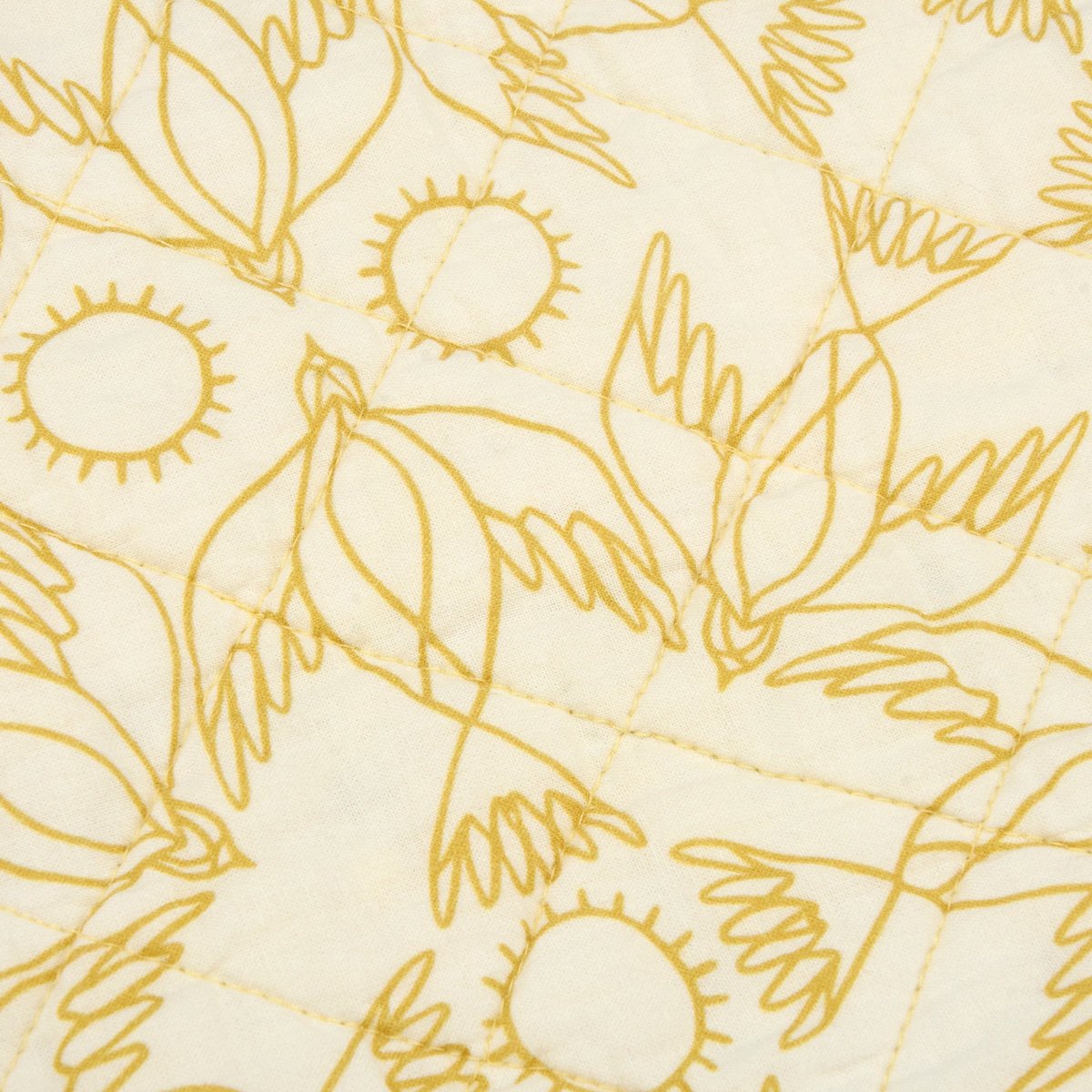 Nouveau Birds Quilted Cotton Throw Blanket - Vintage Art Home Accent