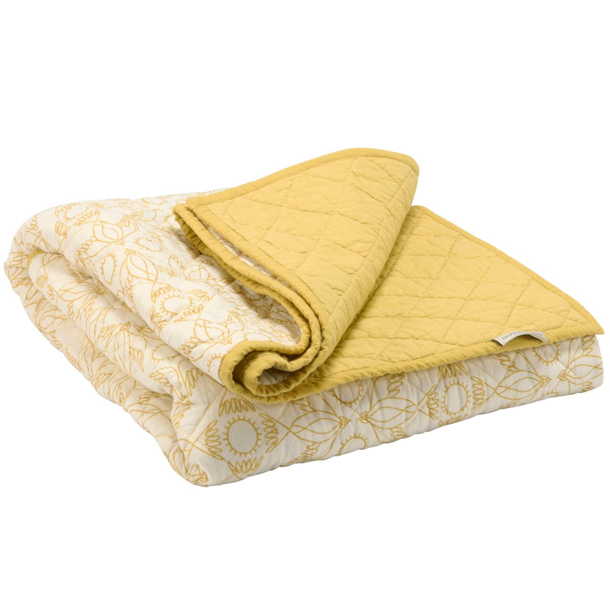 Nouveau Birds Quilted Cotton Throw Blanket - Vintage Art Home Accent