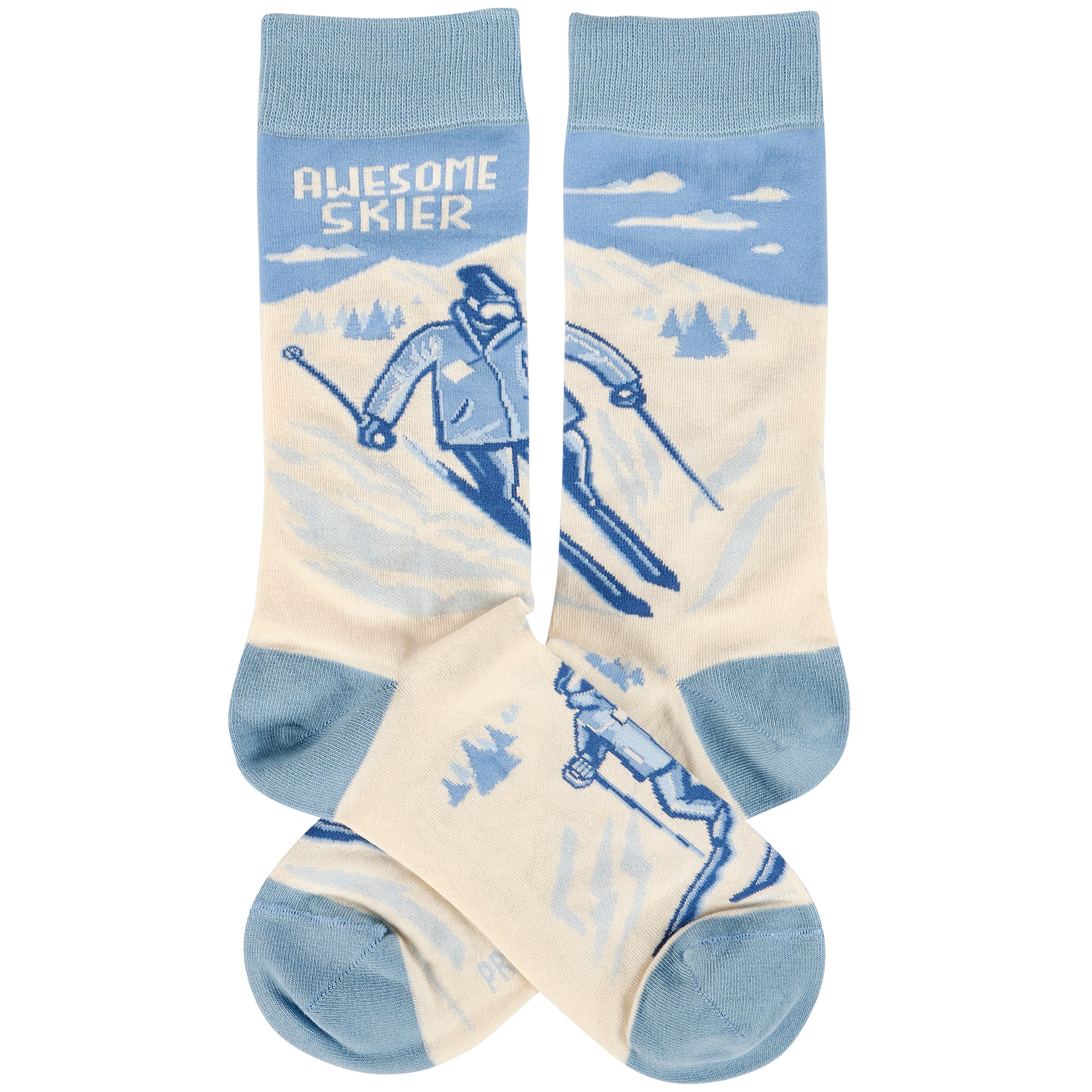 Fun Skiing Themed 'Awesome Skier' One Size Cotton Blend Novelty Socks