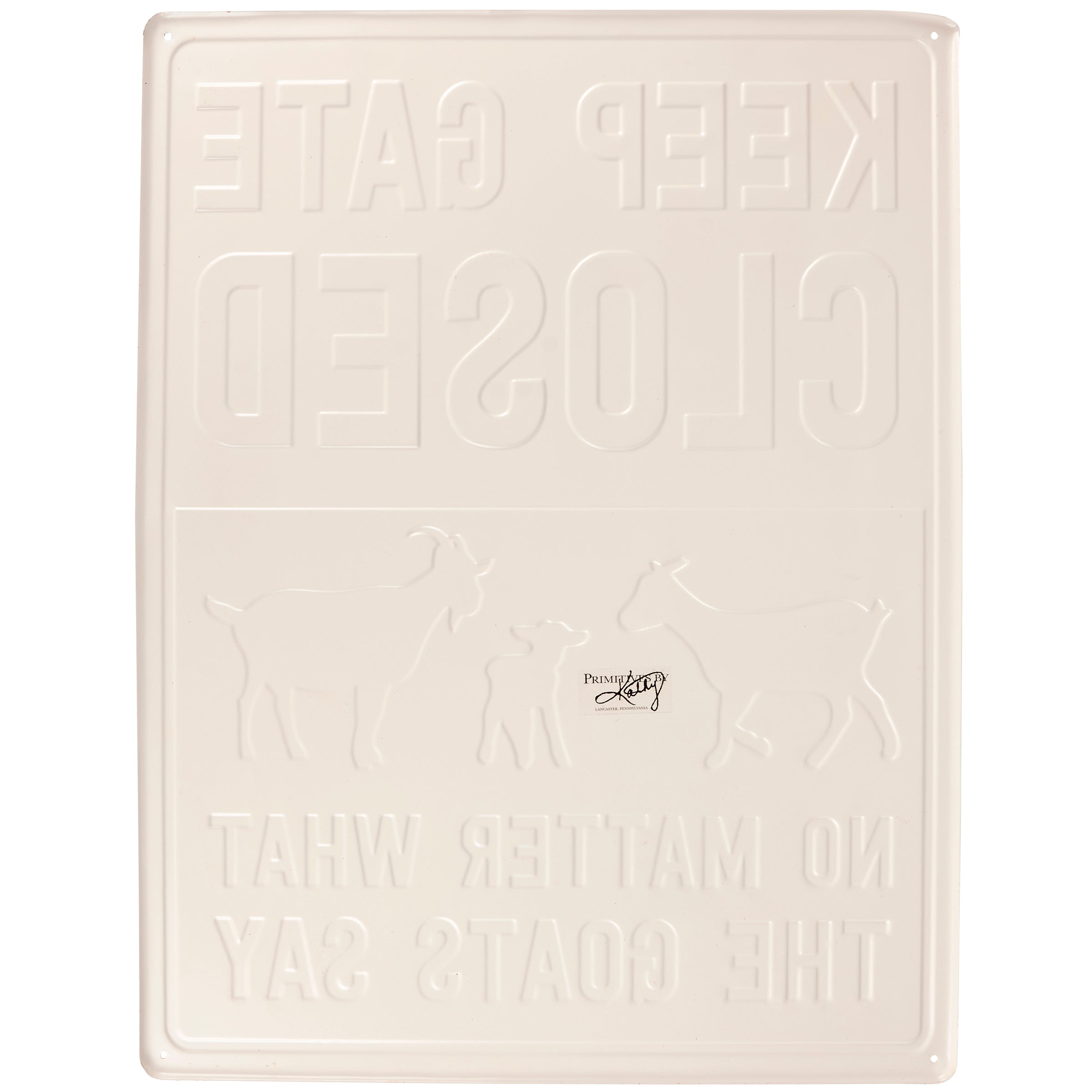 Rustic Metal Keep Gate Closed Wall Decor Sign with Goat Silhouettes