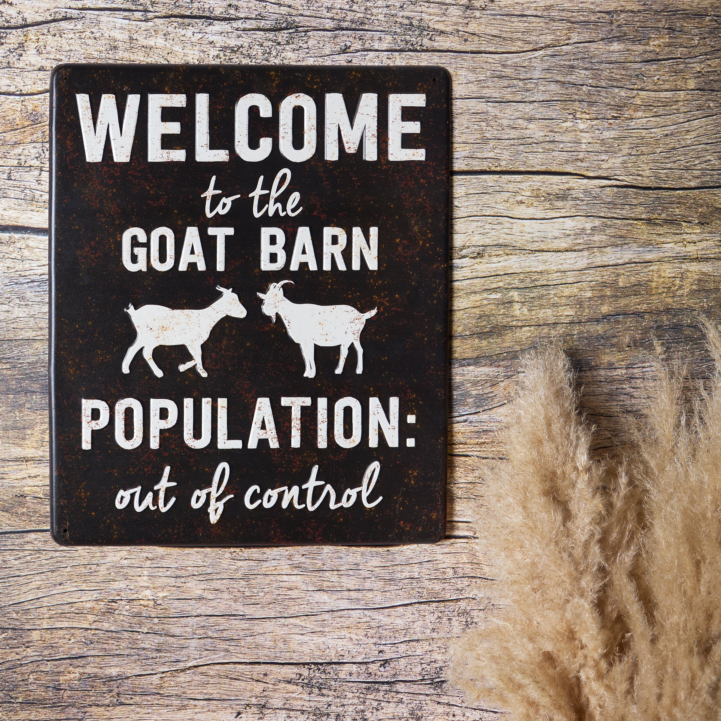 Rustic Farmhouse Metal Goat Barn Wall Decor Sign - Fun Homestead Accent