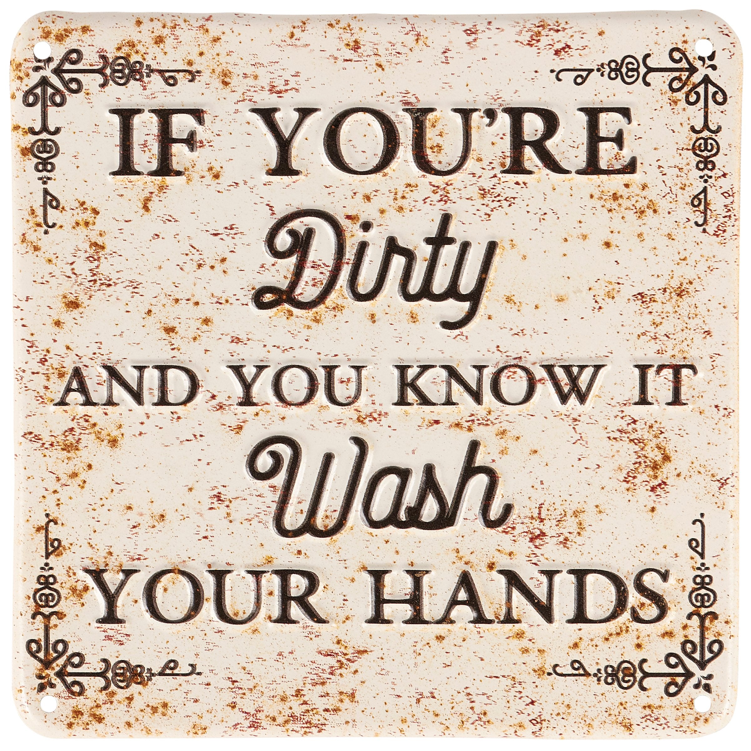 Sassy Farmhouse Metal Wall Decor Sign: Wash Your Hands Homestead Collection