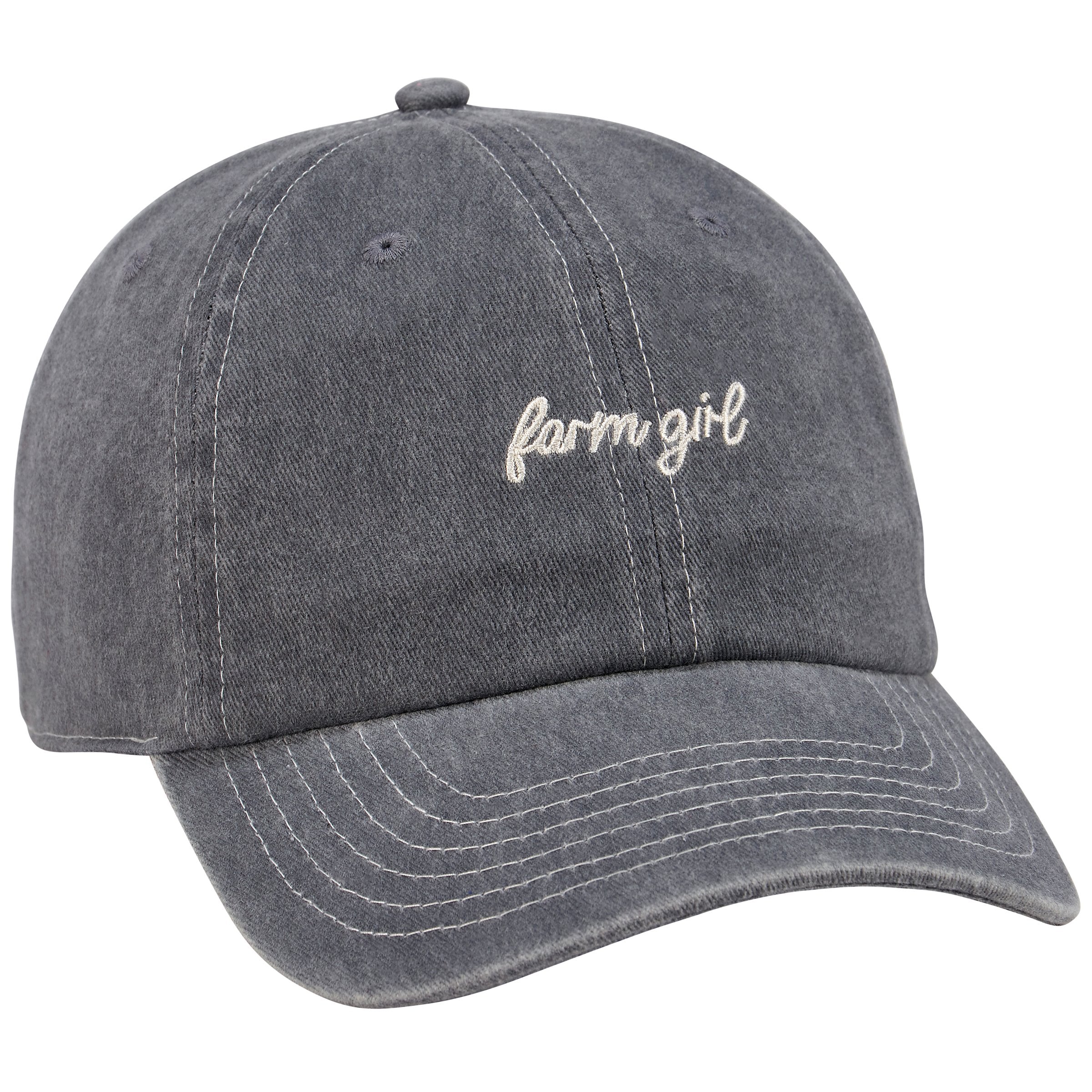 Primitives by Kathy Stonewashed Black 'Farm Girl' Embroidered Cotton Baseball Cap