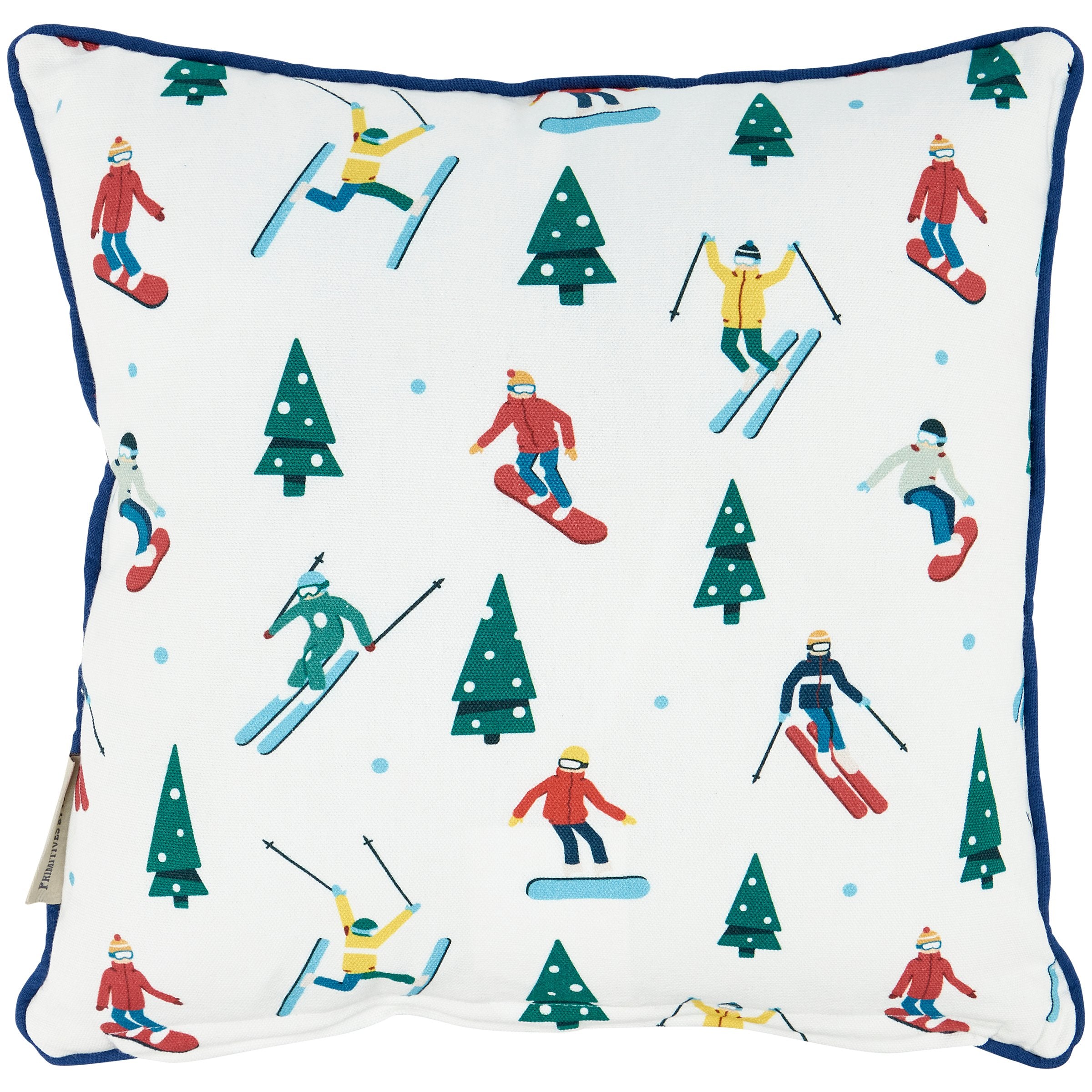 Embroidered Cotton Ski Lodge Pillow: 'Life Is Better On Slopes' Mountain Home Decor