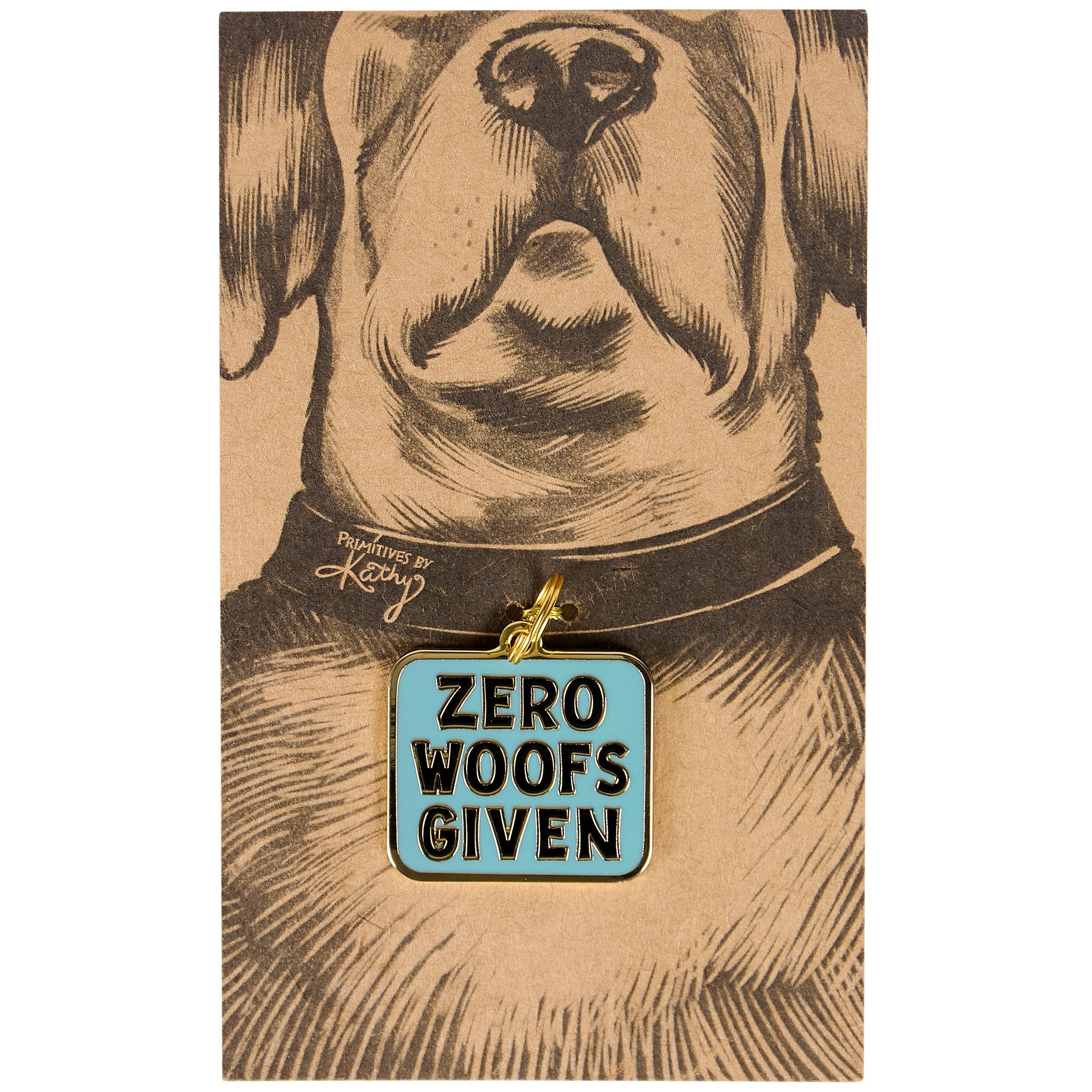 Zero Woofs Given Dog Collar Charm: Playful Enamel Pet Tag with Gold Accents