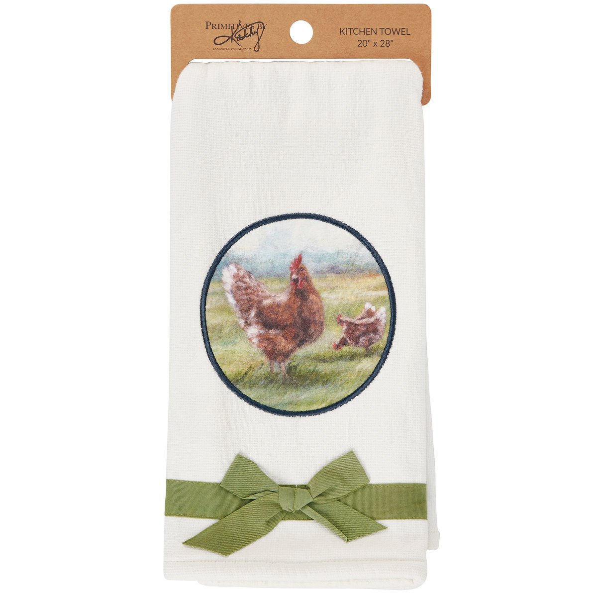 Charming Farmhouse Chicken Kitchen Towel - Absorbent Cotton Terrycloth with Ribbon