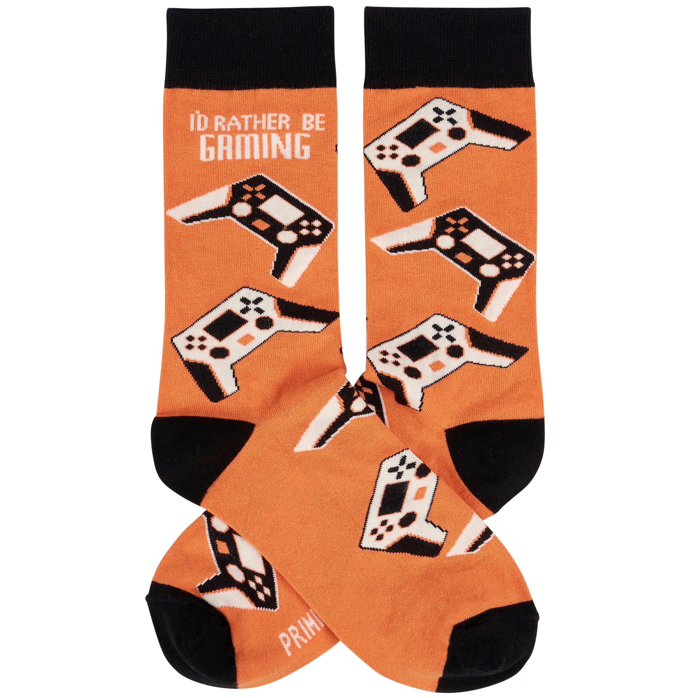 Funny Gaming Controller Crew Socks - "I'd Rather Be Gaming" Cotton Blend