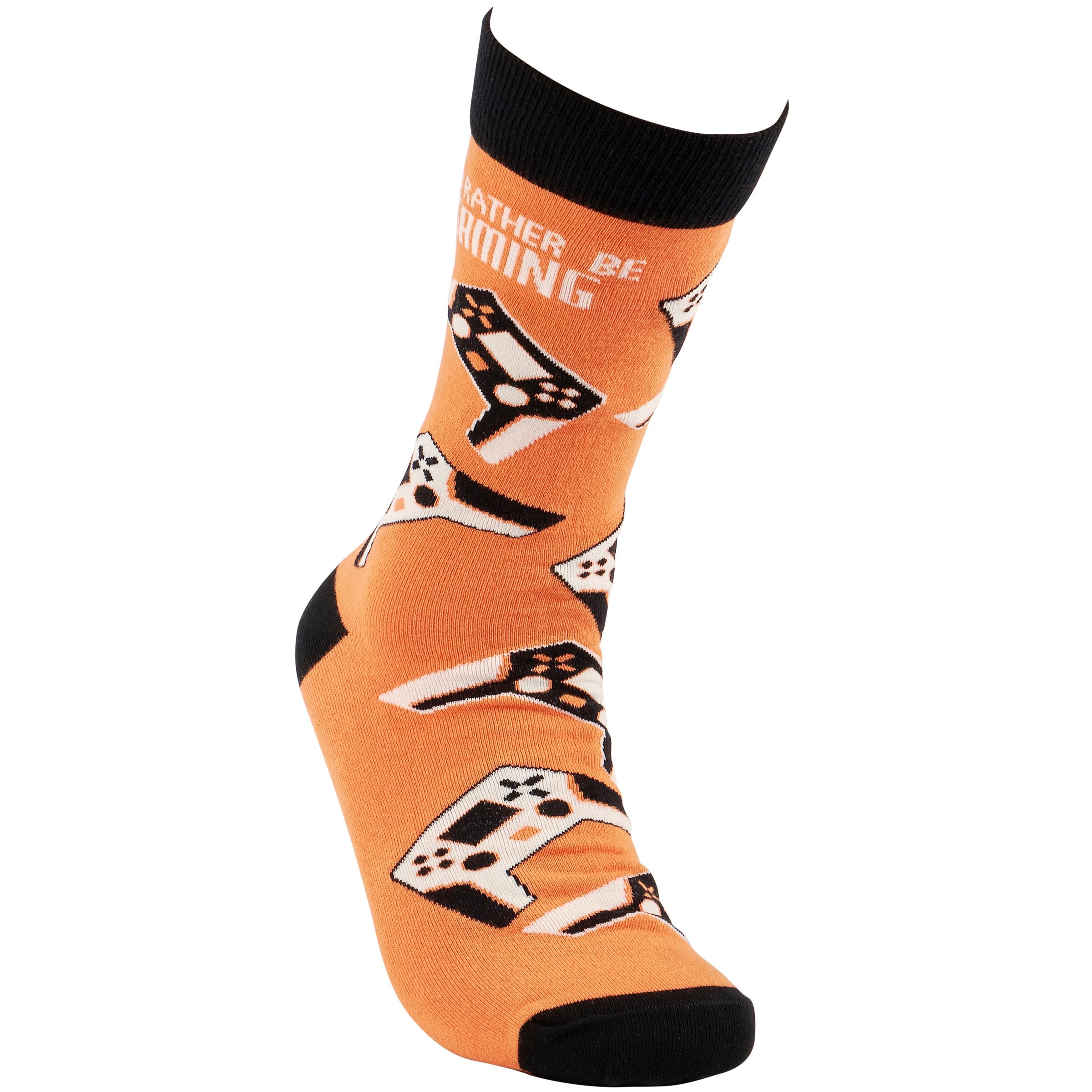 Funny Gaming Controller Crew Socks - "I'd Rather Be Gaming" Cotton Blend