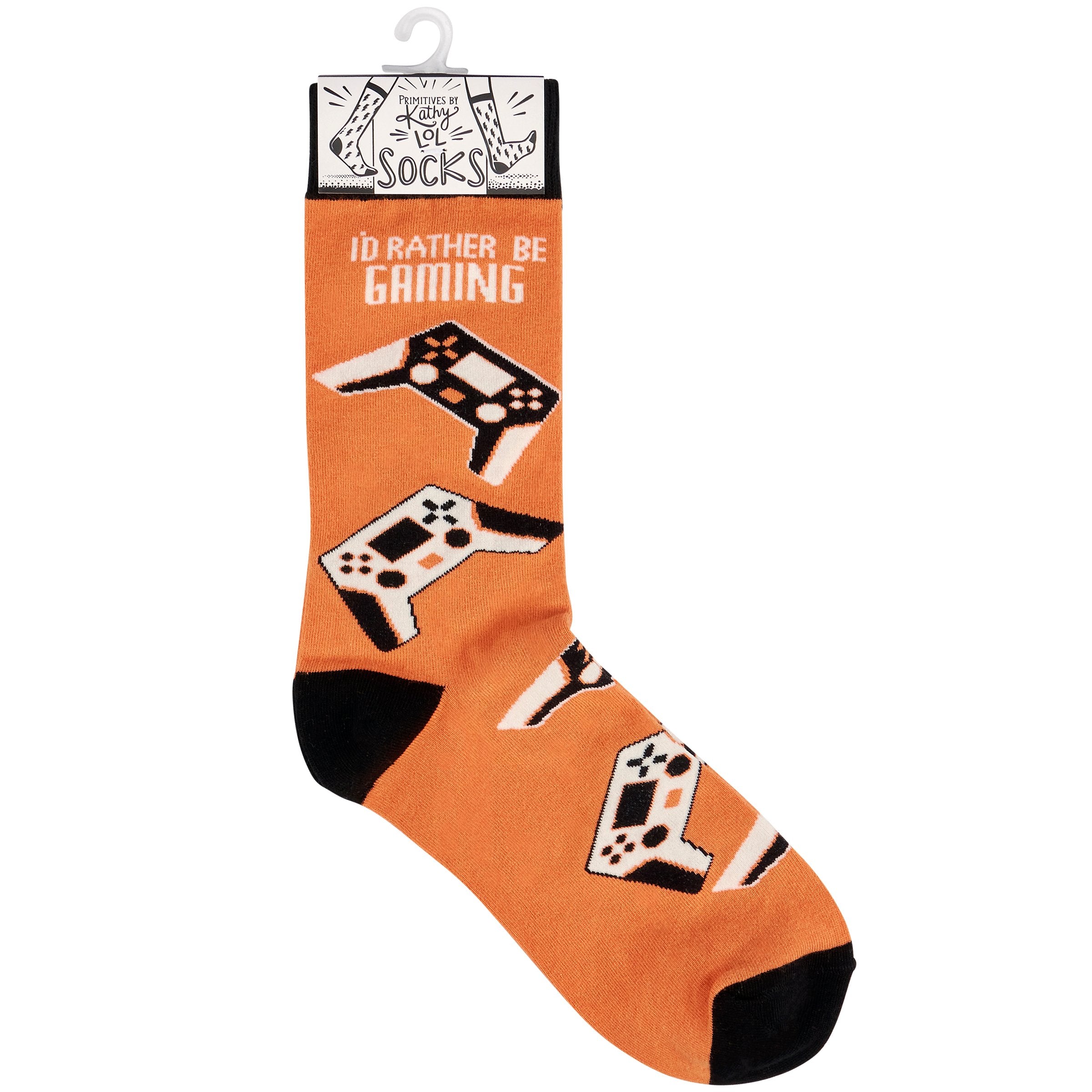 Funny Gaming Controller Crew Socks - "I'd Rather Be Gaming" Cotton Blend