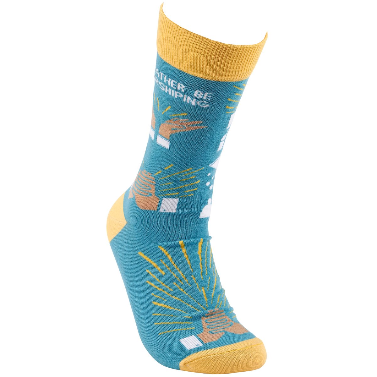 Fun Faith-Inspired 'I'd Rather Be Worshiping' Crew Socks - One Size Fits Most