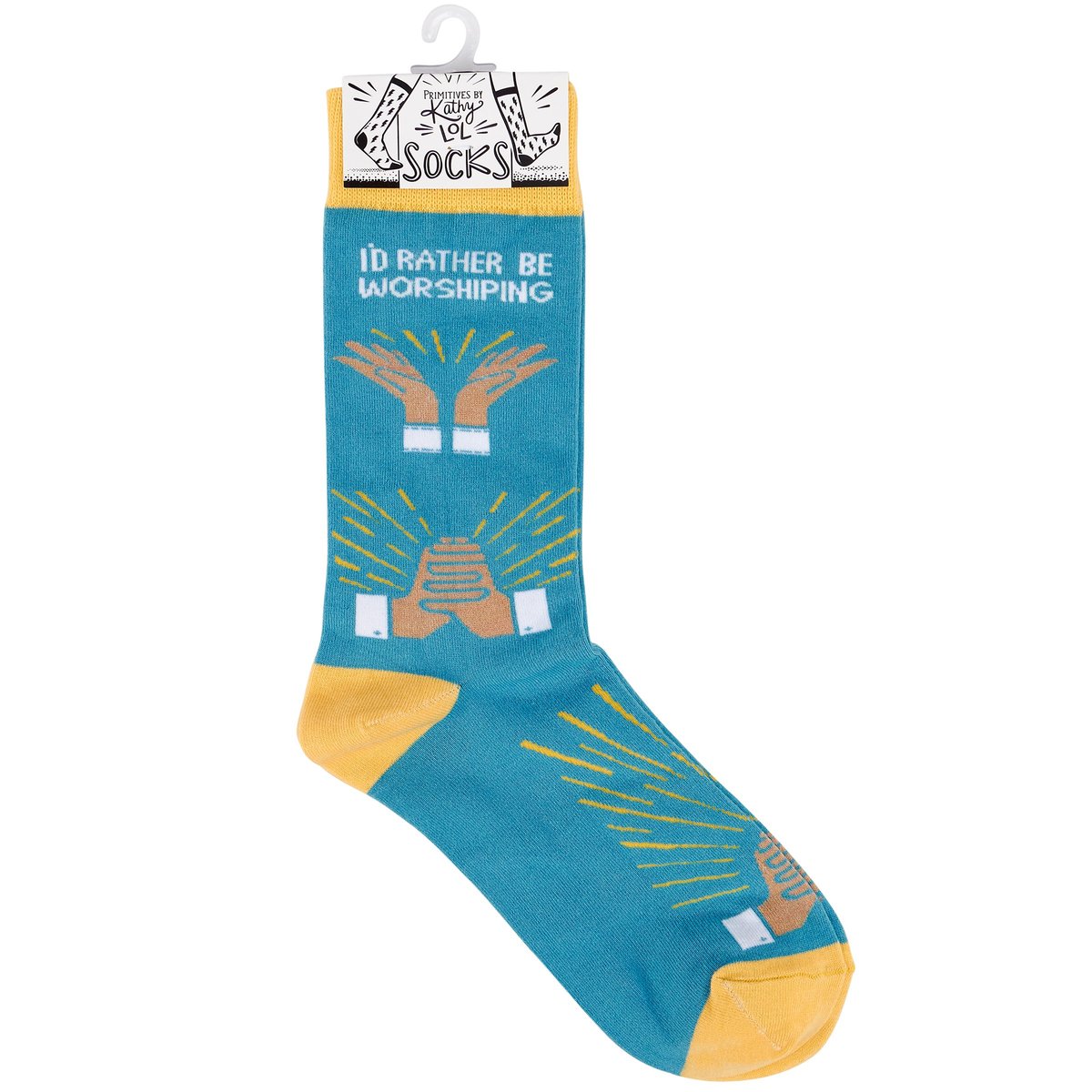 Fun Faith-Inspired 'I'd Rather Be Worshiping' Crew Socks - One Size Fits Most