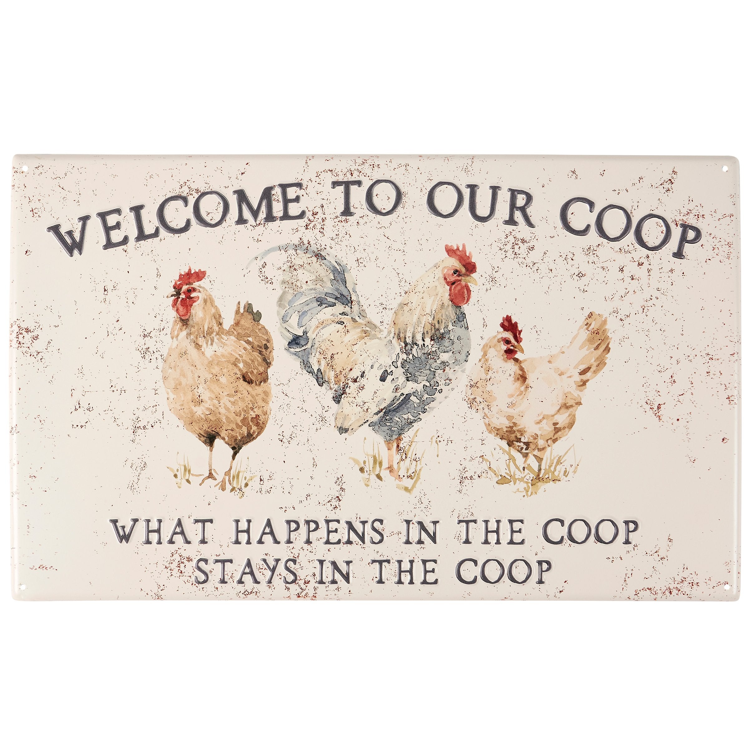 Charming Farmhouse Rooster Metal Wall Decor - Welcome To Our Coop Sign