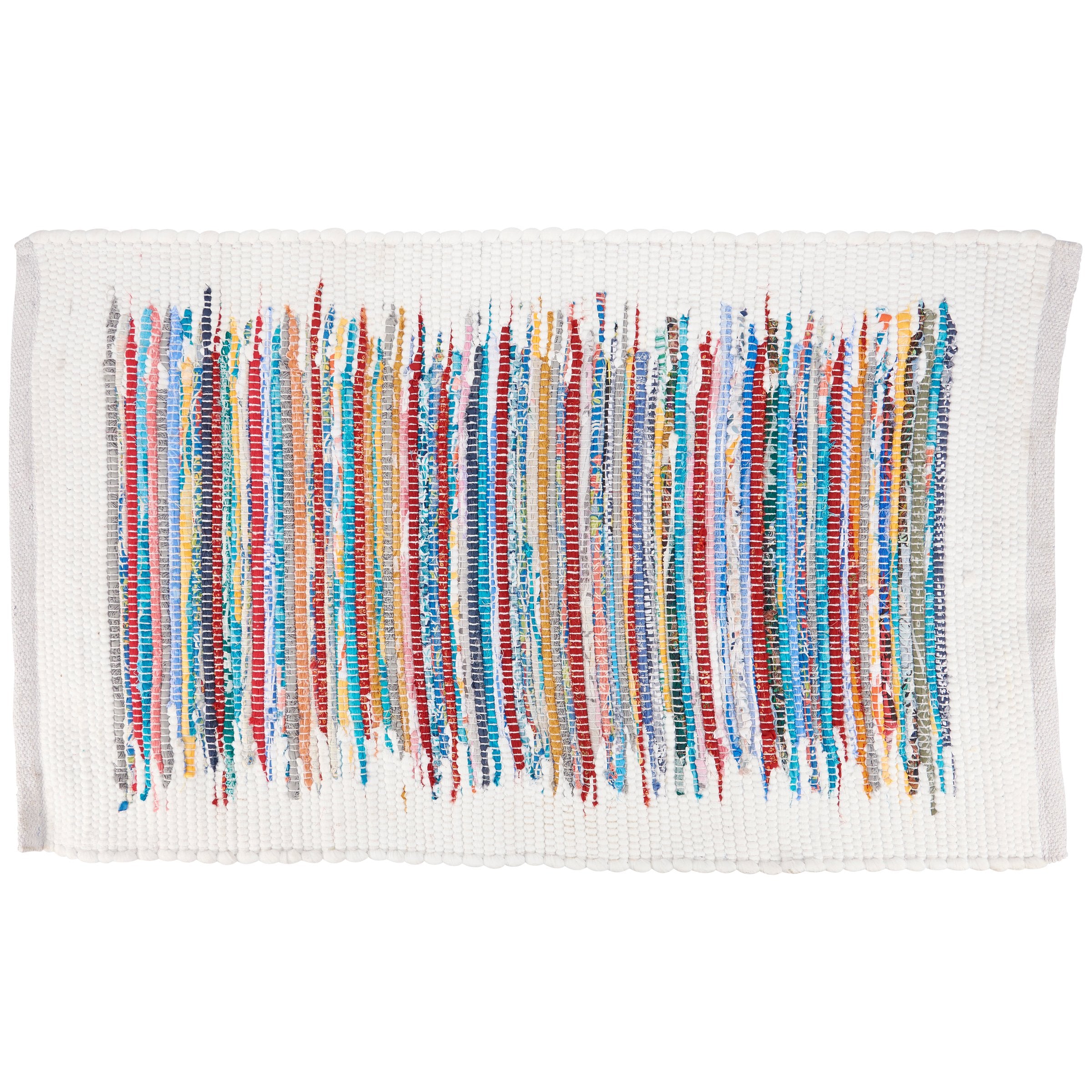 Vibrant Chindi Stripe Reclaimed Fabric Rug for Indoor Outdoor Decor