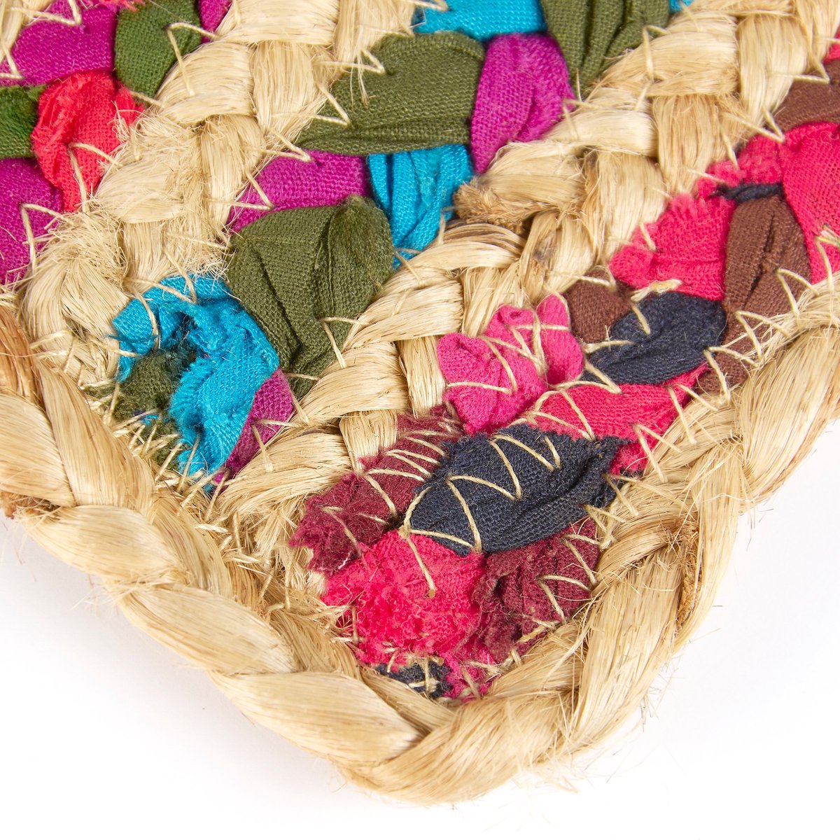 Colorful Chindi Braided Jute Cotton Placemat Set of 4 for Dining