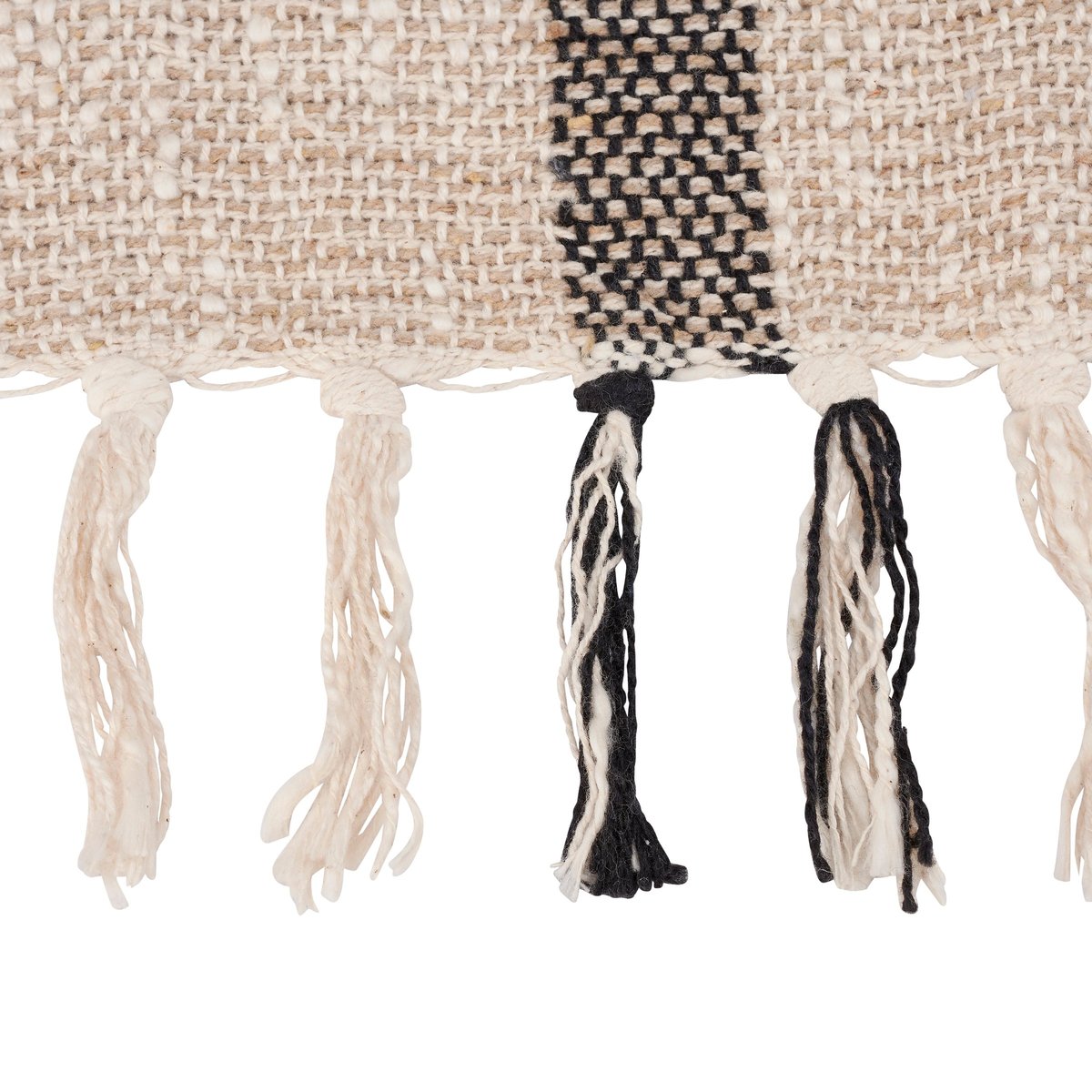 Cozy Cotton Shepherd Plaid Throw Blanket with Tassels - Neutral Rustic Home Decor