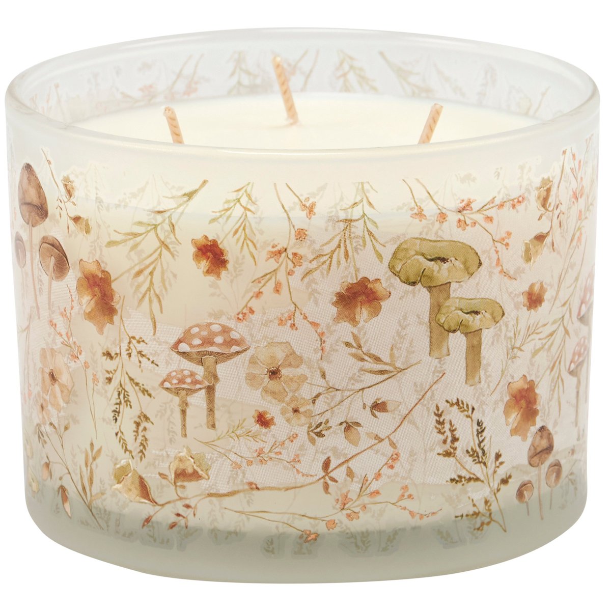 Cottage Garden Soy Wax Candle, Frosted Wildflower Mushroom Design, Fresh Air Scent