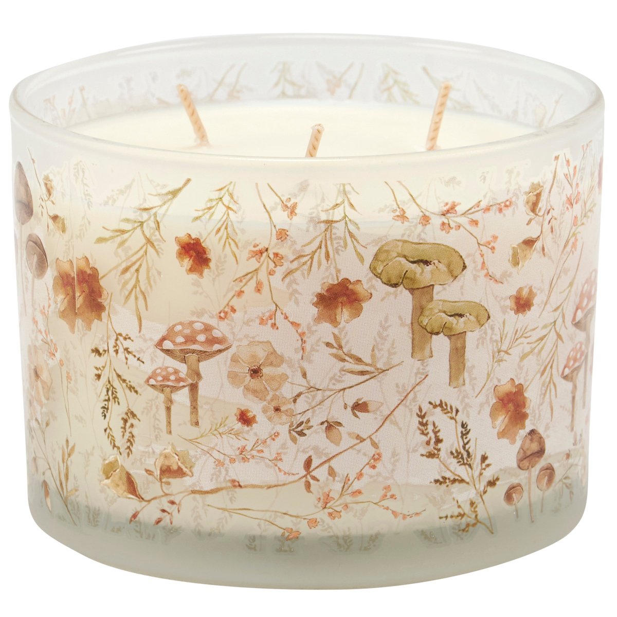 Cottage Garden Soy Wax Candle, Frosted Wildflower Mushroom Design, Fresh Air Scent