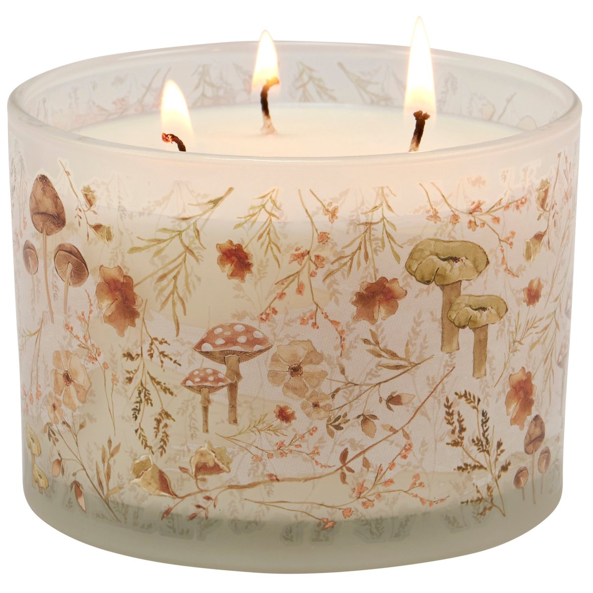Cottage Garden Soy Wax Candle, Frosted Wildflower Mushroom Design, Fresh Air Scent