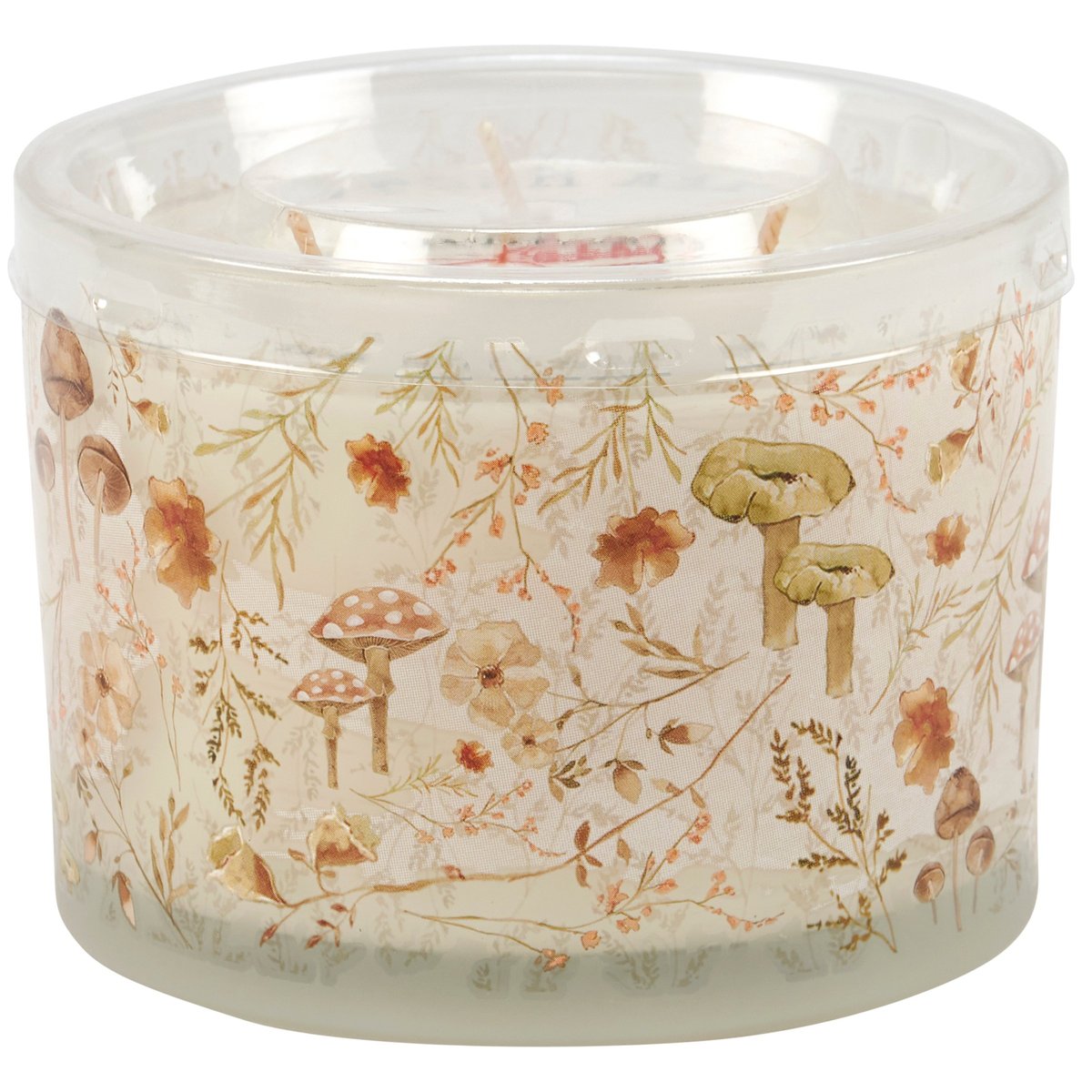 Cottage Garden Soy Wax Candle, Frosted Wildflower Mushroom Design, Fresh Air Scent