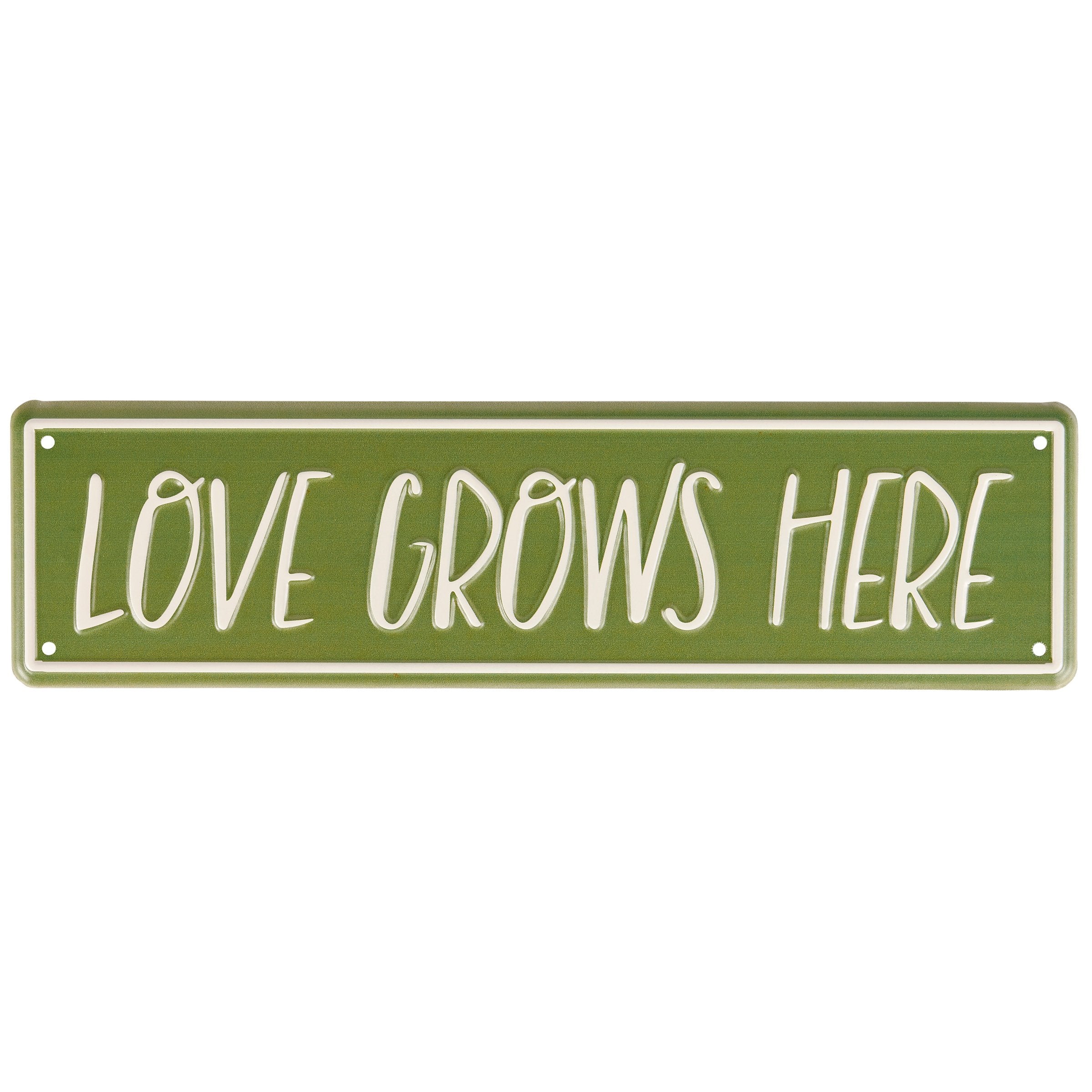 Inspirational Metal 'Love Grows Here' Wall Decor for Plant Parents