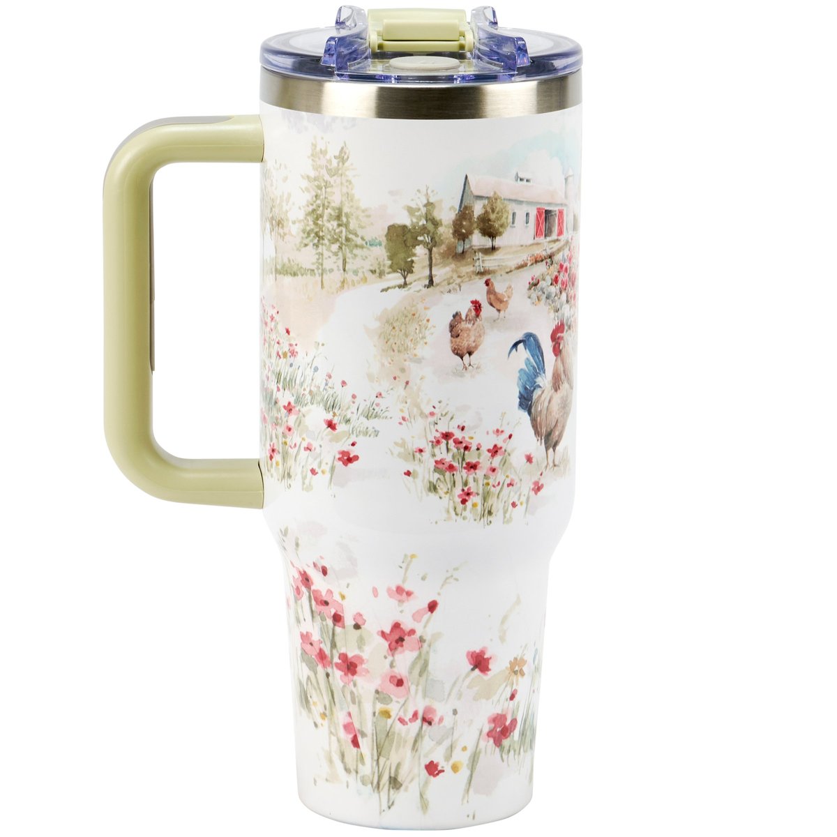 40 oz Insulated Stainless Steel Roosters Travel Mug with Handle