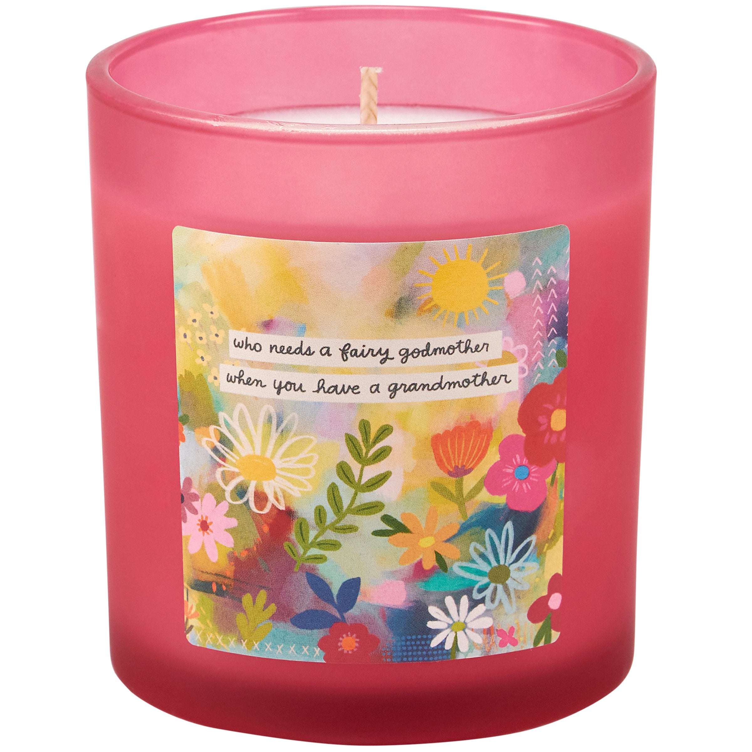 Frosted Pink Fairy Godmother Peony Scented Soy Wax Candle for Grandmothers