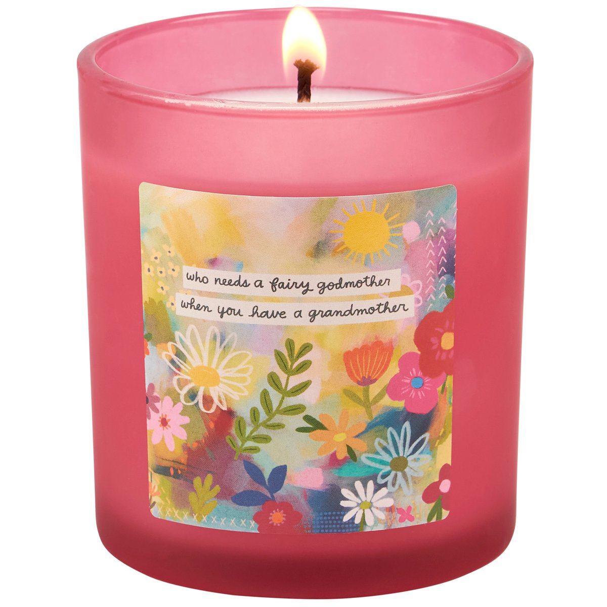 Frosted Pink Fairy Godmother Peony Scented Soy Wax Candle for Grandmothers
