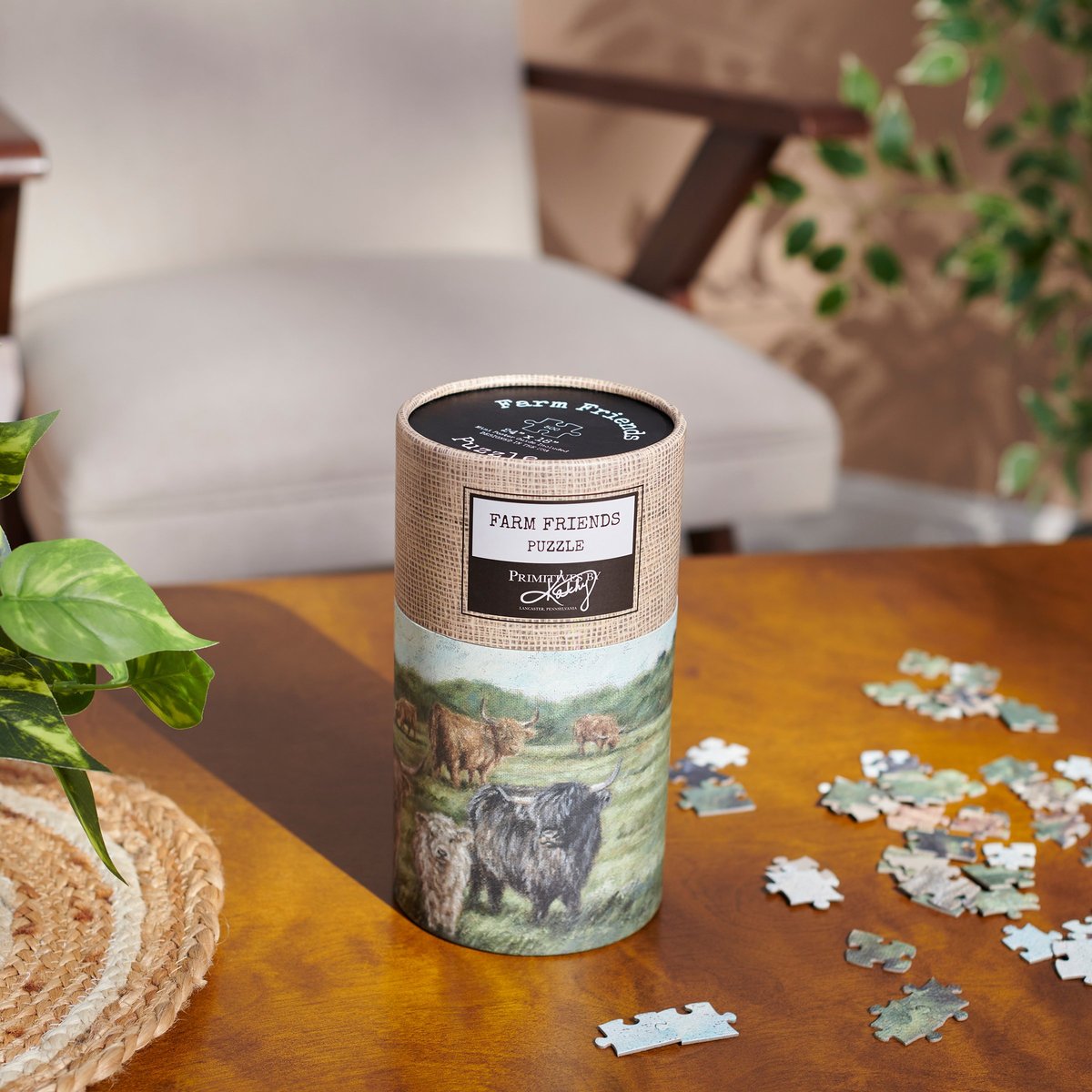 Charming Highland Cows 500-Piece Jigsaw Puzzle for Farmhouse Art Lovers