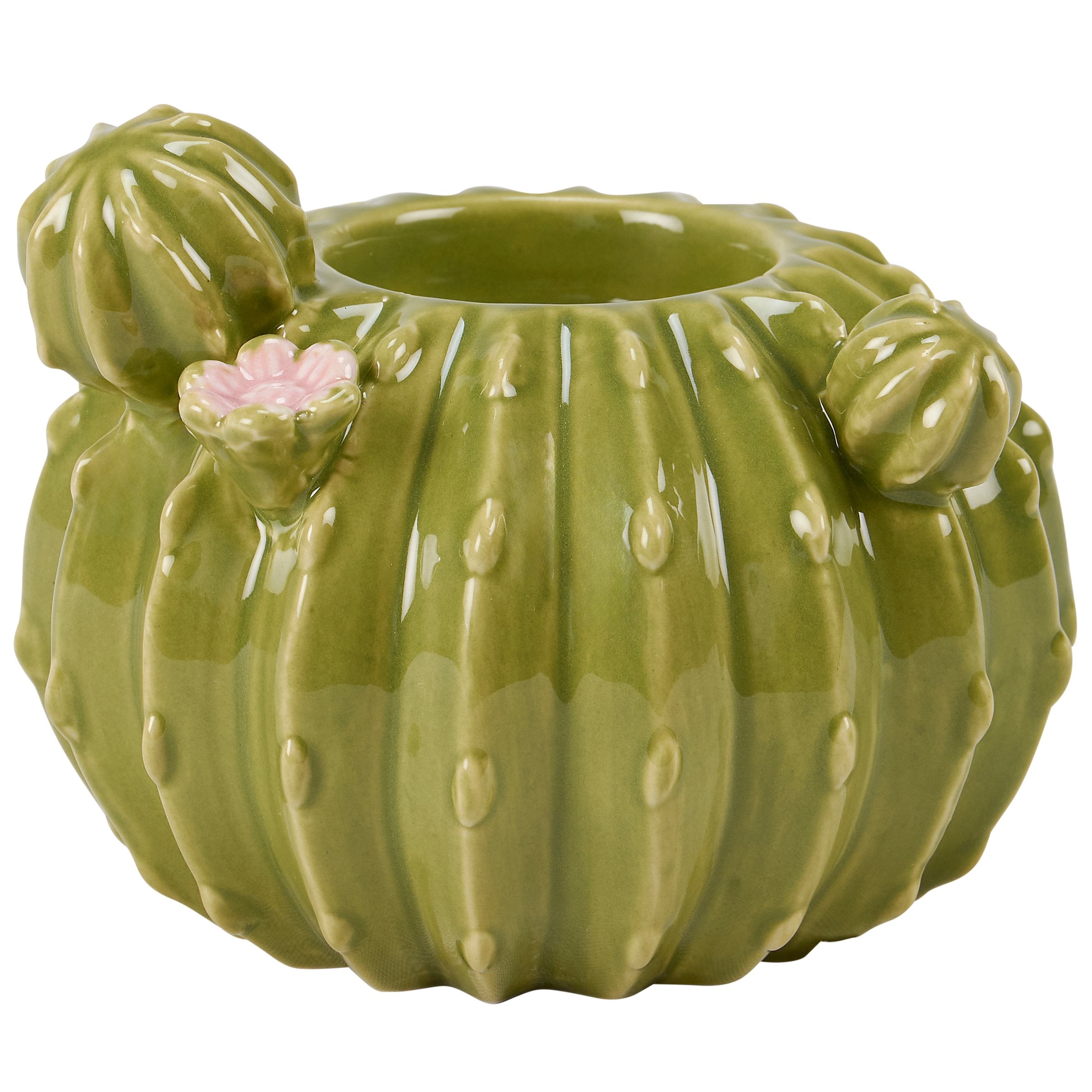 Charming Barrel Cactus Ceramic Tealight Candle Holder - Western Home Decor Accent