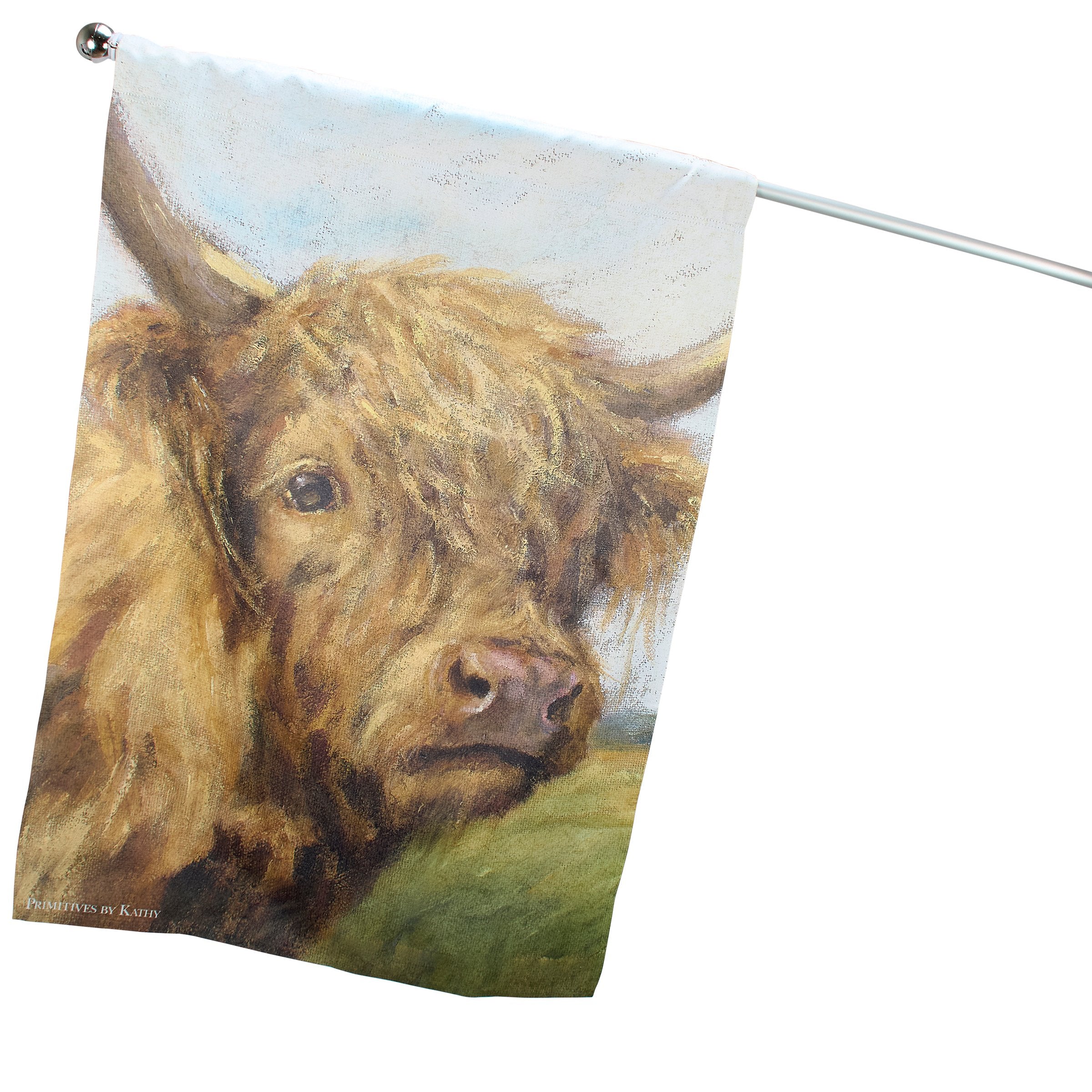 Charming Highland Cow Weather-Resistant Double-Sided Polyester Farmhouse House Flag