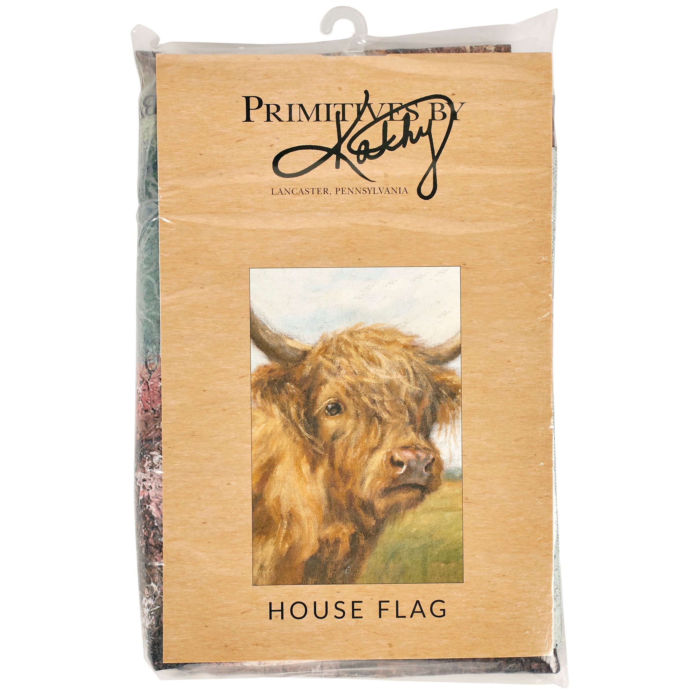 Charming Highland Cow Weather-Resistant Double-Sided Polyester Farmhouse House Flag