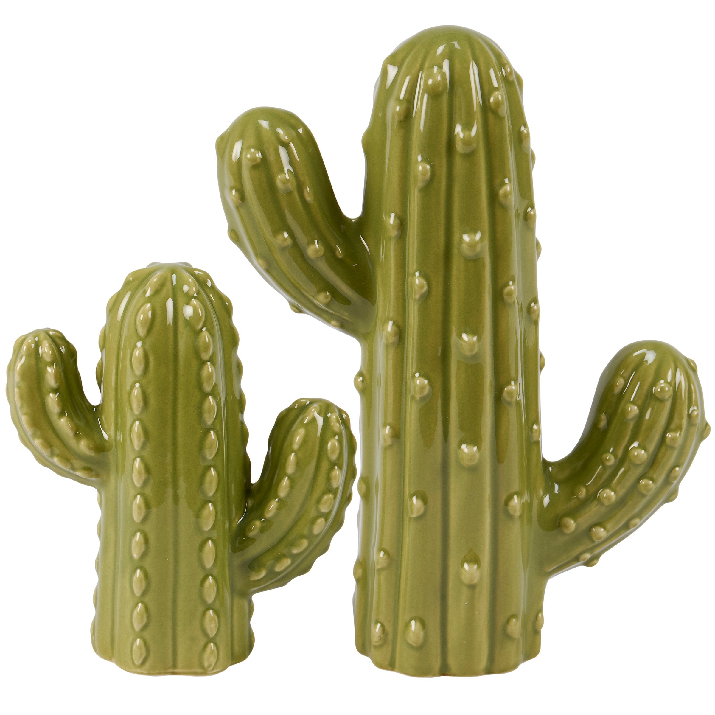 Charming Stoneware Saguaro Cacti Sitter Set - Western Home Decor Accent