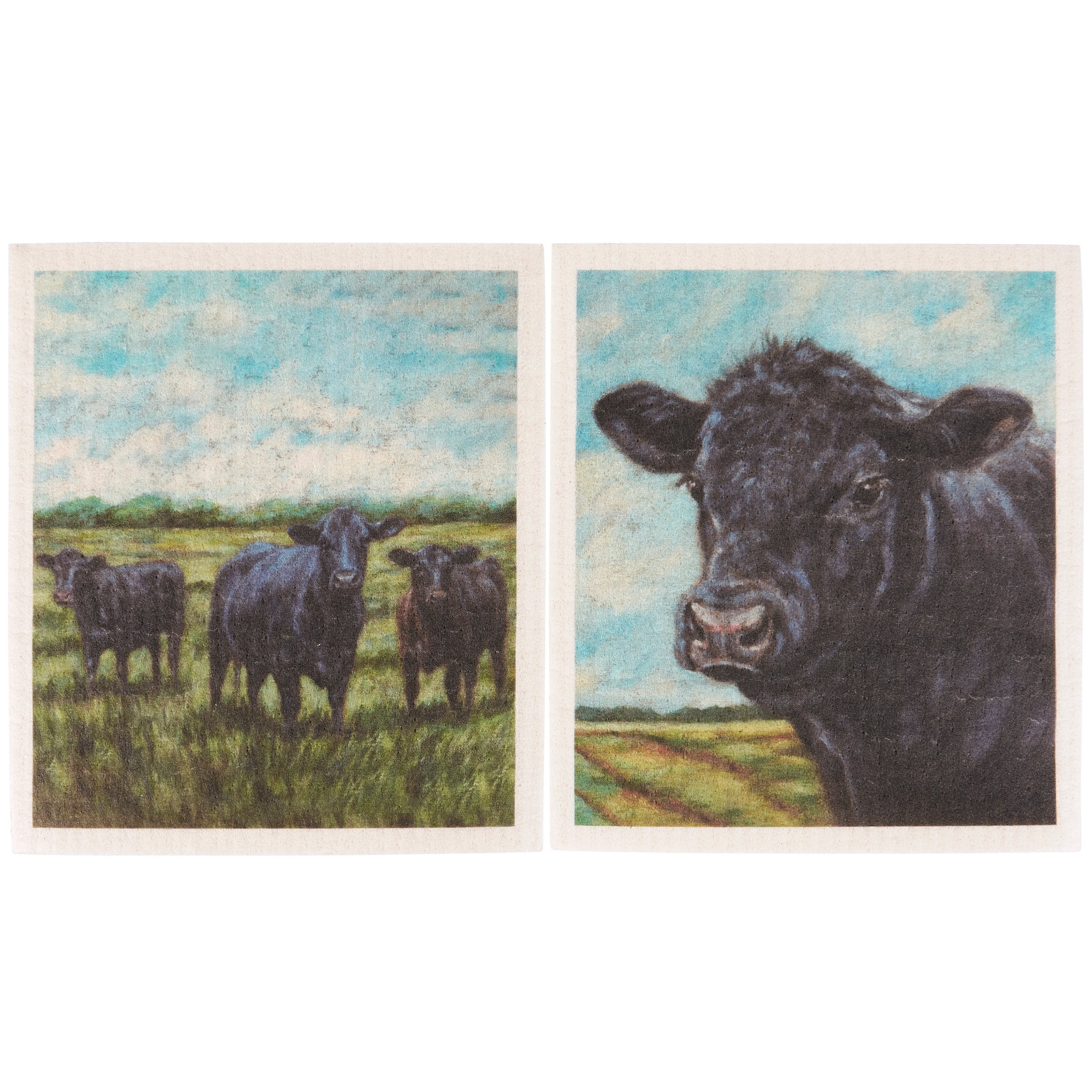 Charming Angus Cows Eco-Friendly Swedish Dishcloth Set – Ultra-Absorbent Reusable Kitchen Cleaning