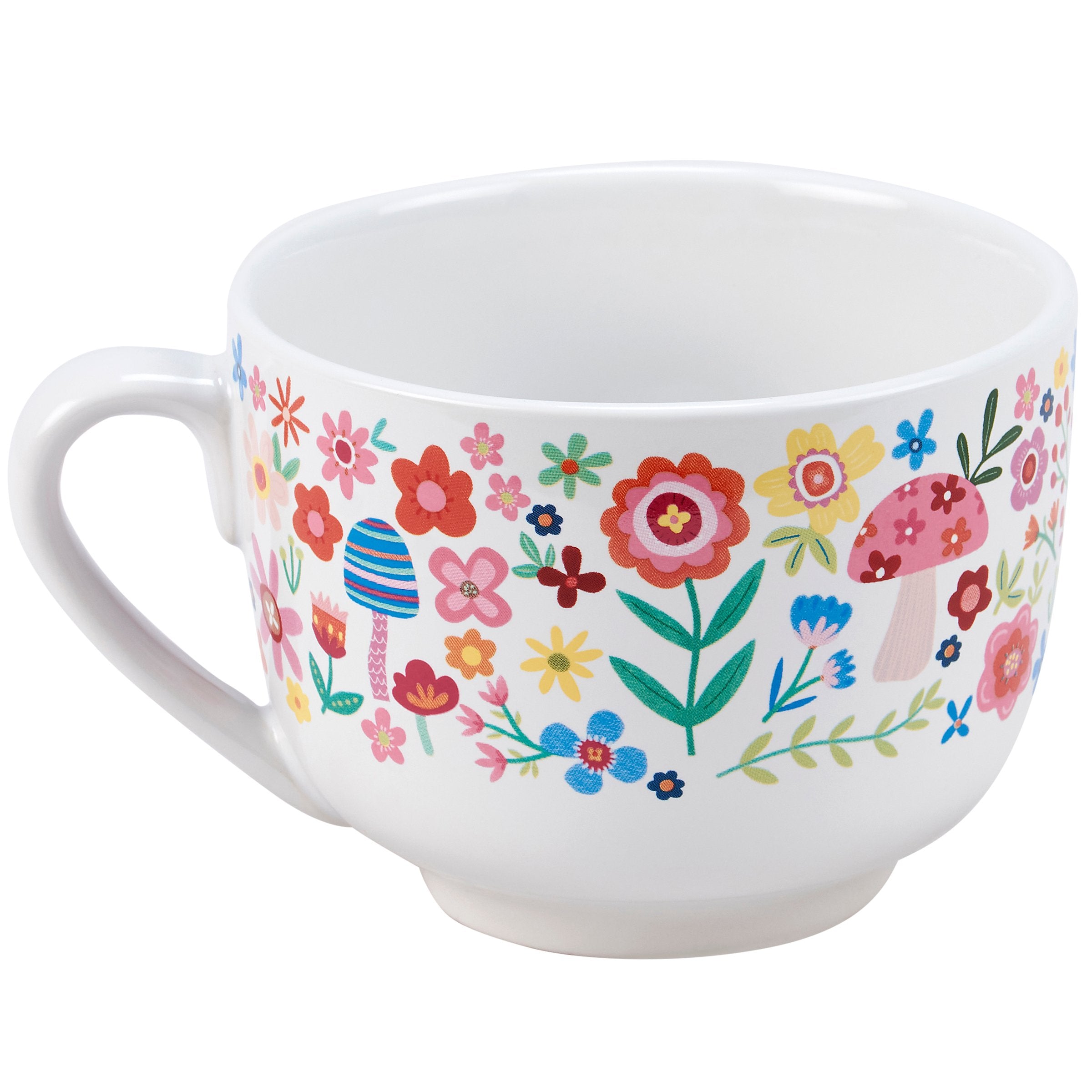 Charming Stoneware Friendship Mug with Hand-Illustrated Florals & Butterflies, 20 oz