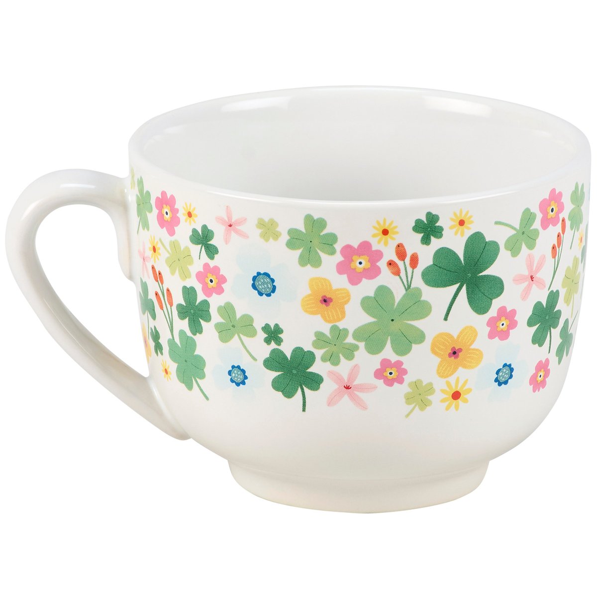 Stoneware 20oz Inspirational Floral Clover Mug, Microwave & Dishwasher Safe Drinkware