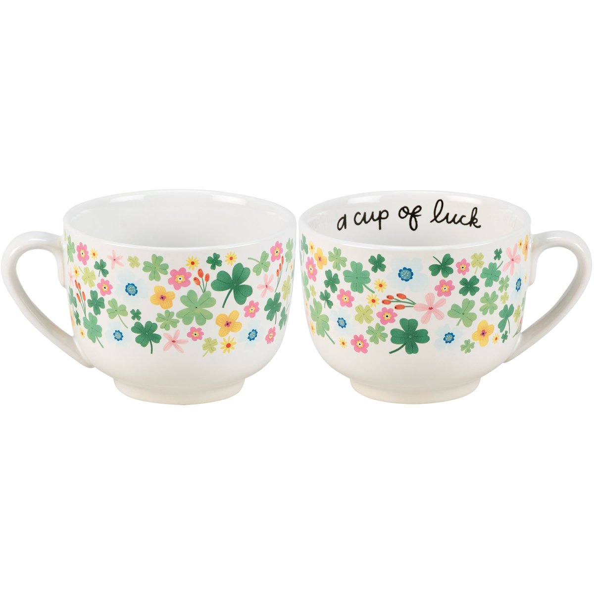 Stoneware 20oz Inspirational Floral Clover Mug, Microwave & Dishwasher Safe Drinkware