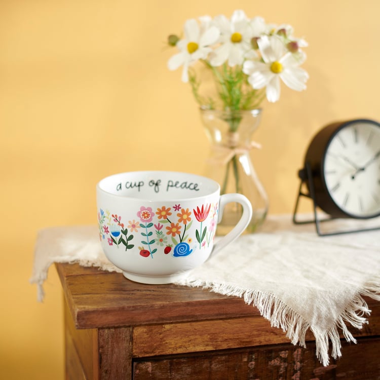 Inspiration & Blooms Collection Stoneware Mug - 'A Cup of Peace' Floral Snail Design