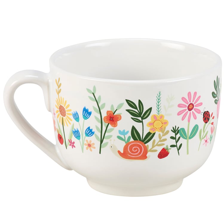 Inspiration & Blooms Collection Stoneware Mug - 'A Cup of Peace' Floral Snail Design