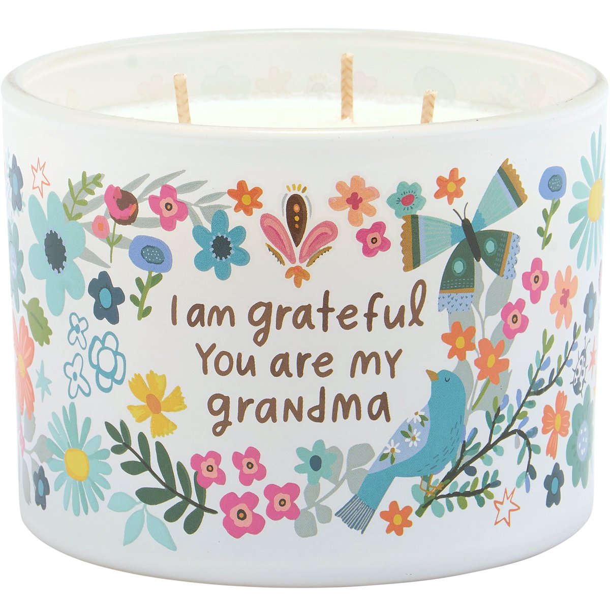 Sentimental Grandma Floral Soy Vanilla Scented Candle with Heartfelt Message