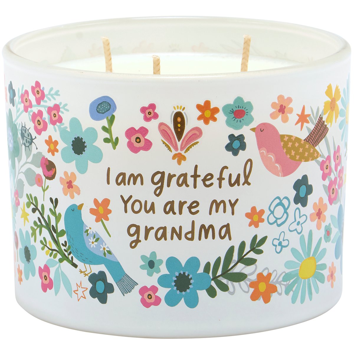 Sentimental Grandma Floral Soy Vanilla Scented Candle with Heartfelt Message
