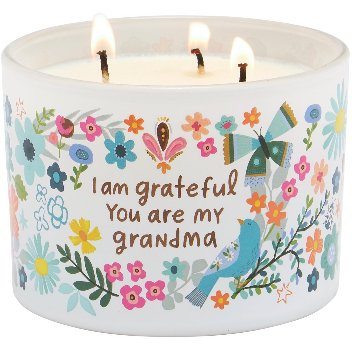 Sentimental Grandma Floral Soy Vanilla Scented Candle with Heartfelt Message