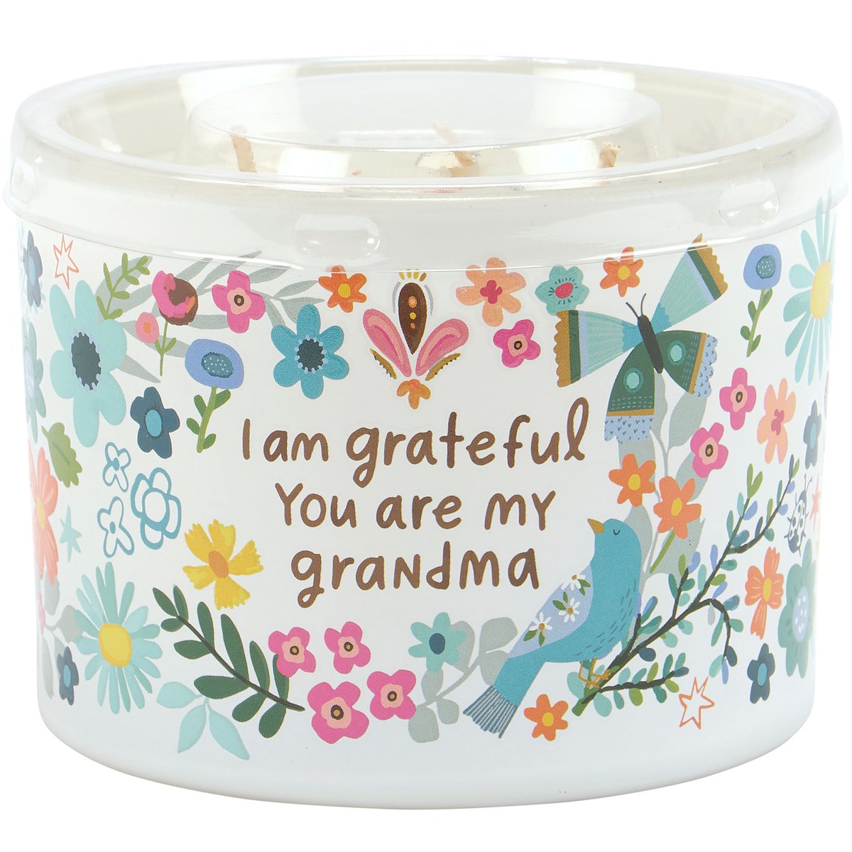 Sentimental Grandma Floral Soy Vanilla Scented Candle with Heartfelt Message