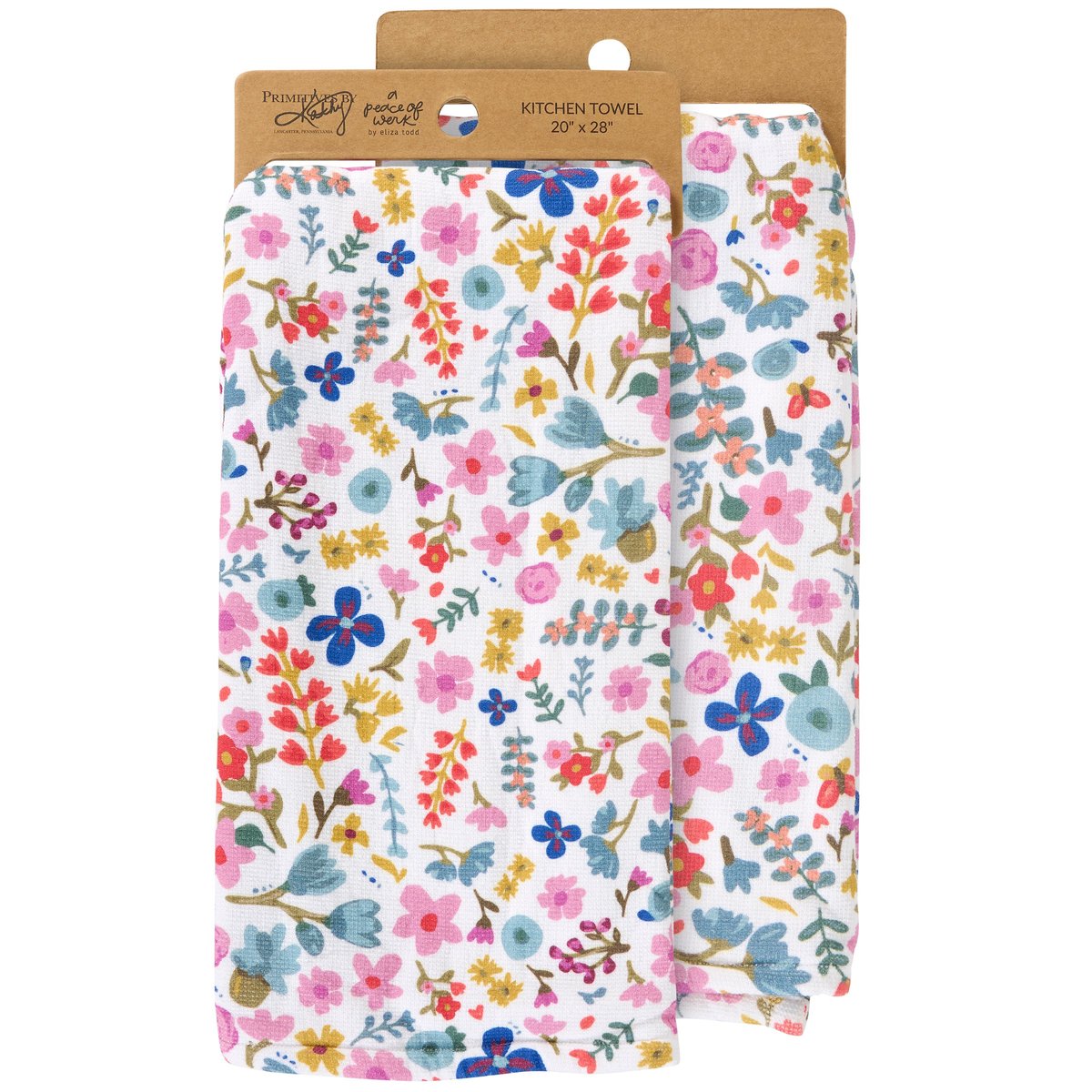 Charming White Floral Absorbent Cotton Terrycloth Kitchen Towel, 20x28 Inch