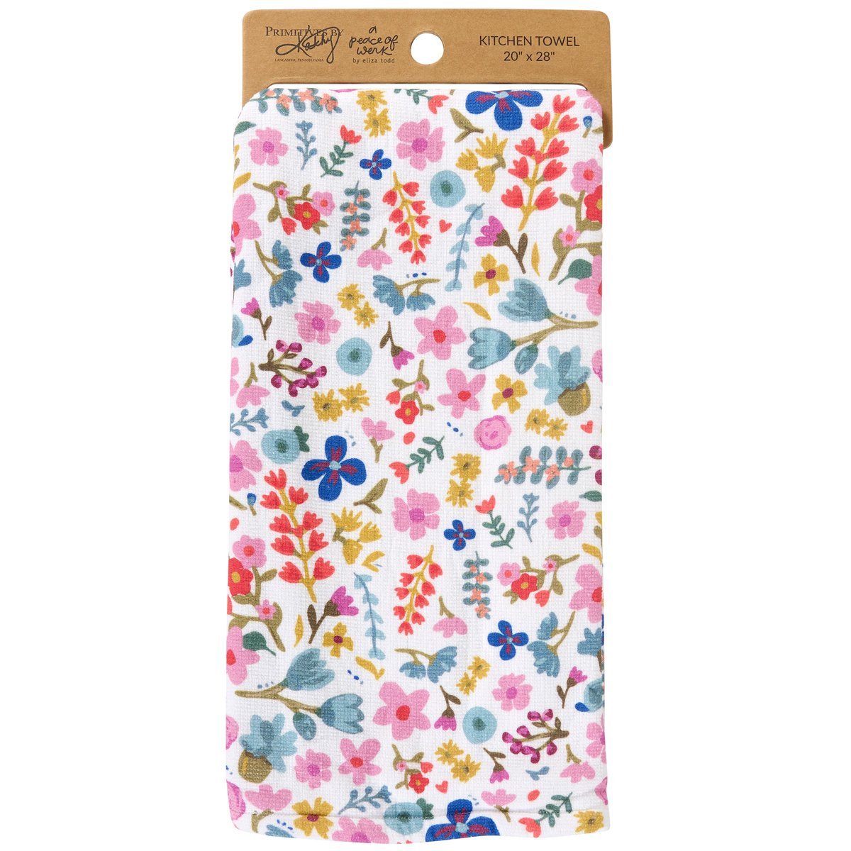 Charming White Floral Absorbent Cotton Terrycloth Kitchen Towel, 20x28 Inch
