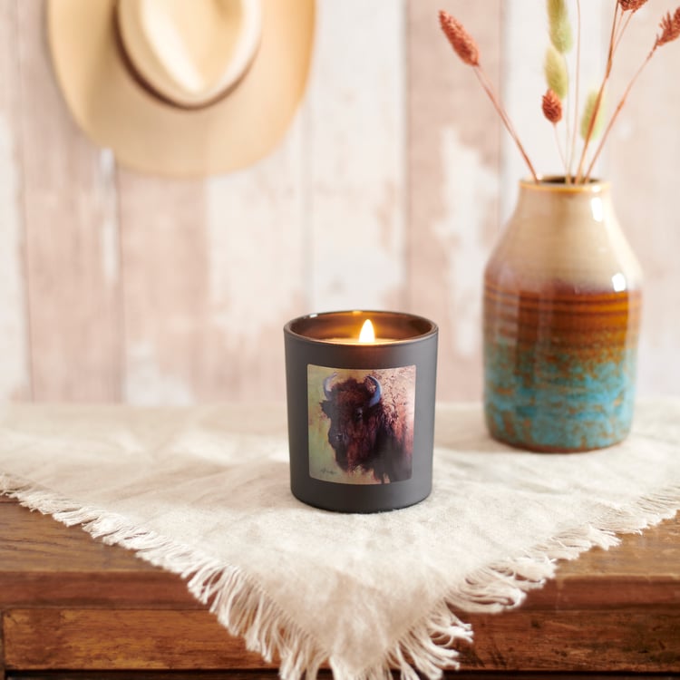 Invigorating Rosemary Scented Bison Candle: Soy Wax, Cotton Wick, Western Decor