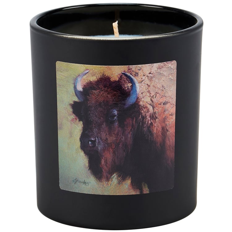 Invigorating Rosemary Scented Bison Candle: Soy Wax, Cotton Wick, Western Decor